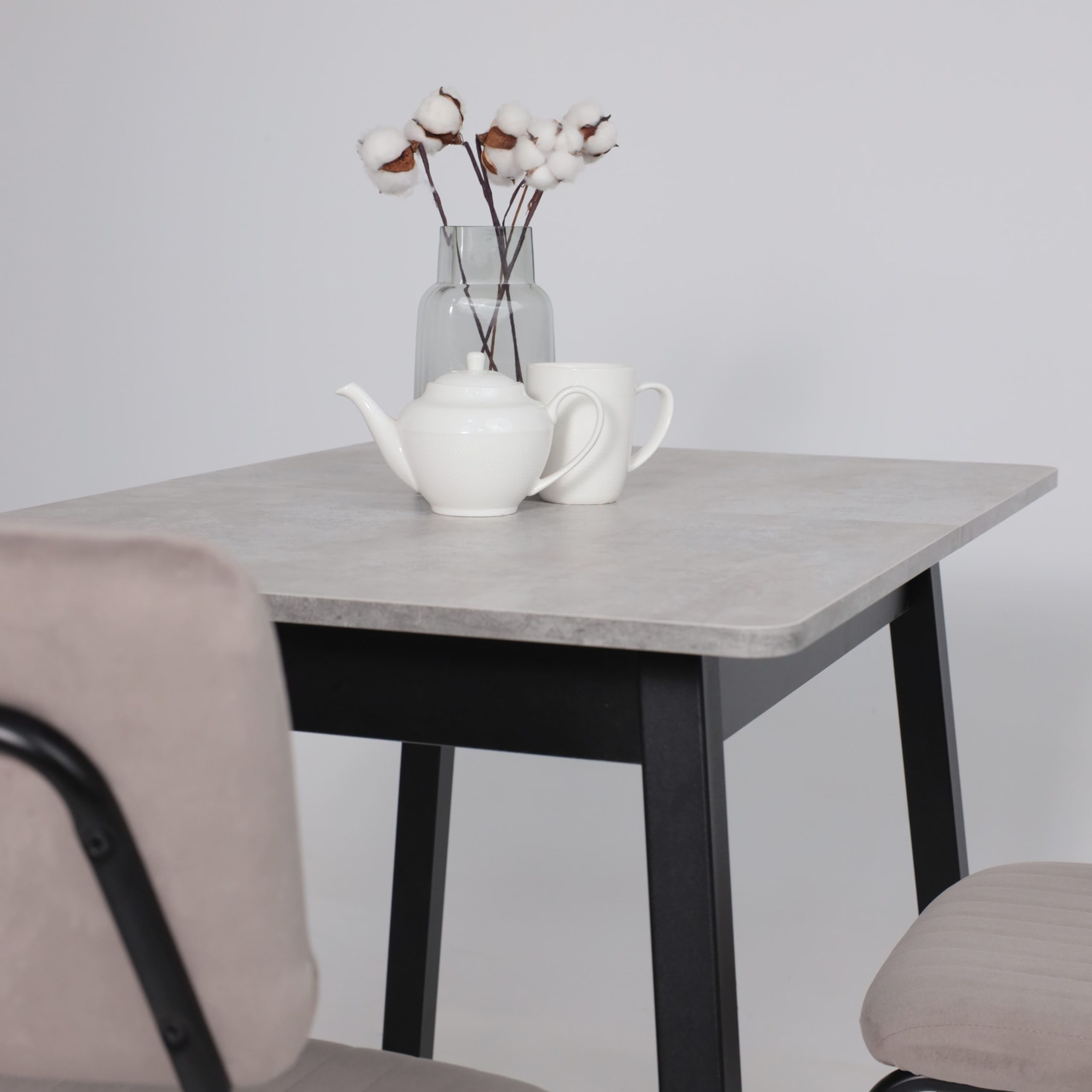 Стол TIRK RADIAL-94, раздвижной 94(126)х64, Серый сланец/Чёрный