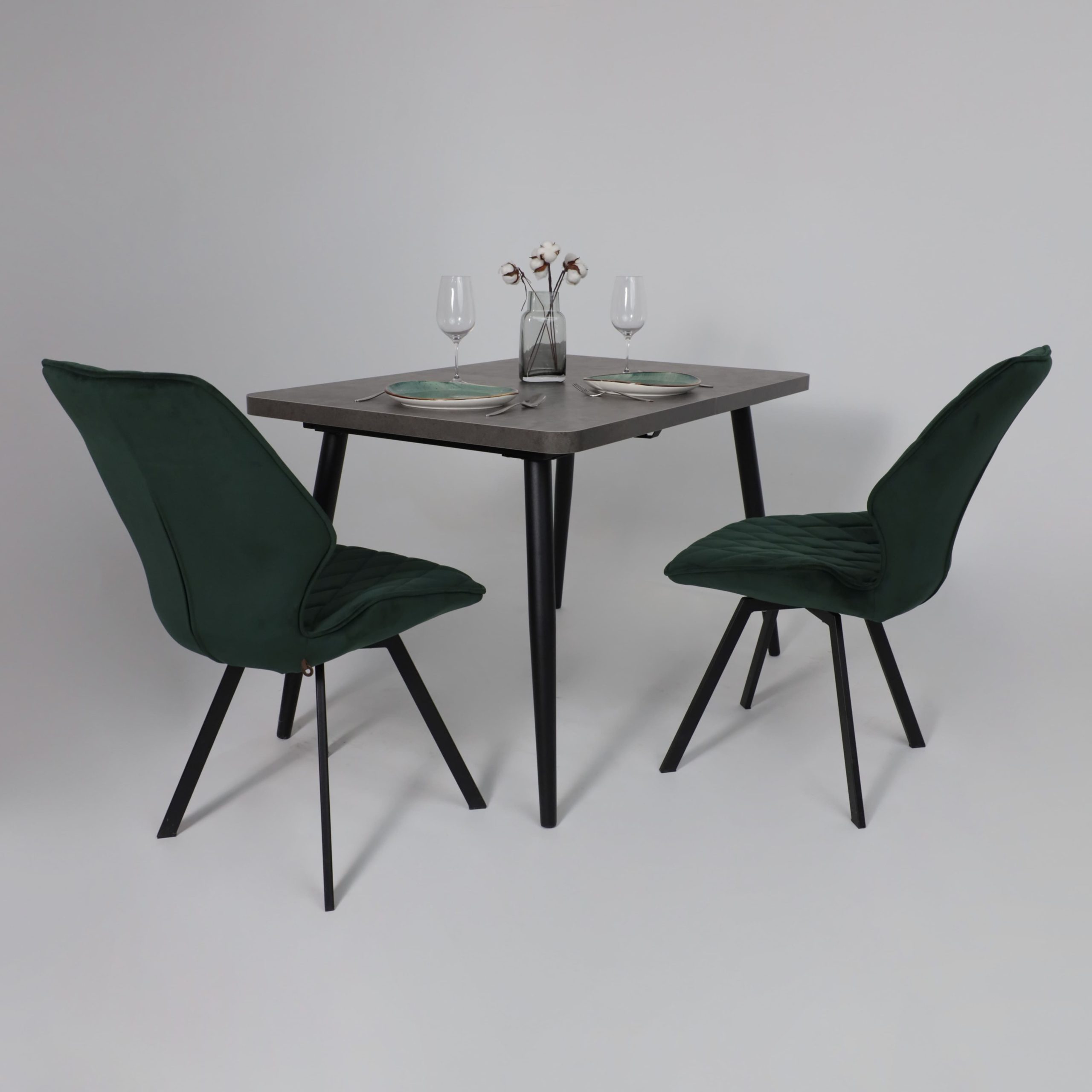 Стол BORG RADIAL-120, раздвижной 120(160)х80, Дымчатая керамика/Чёрный