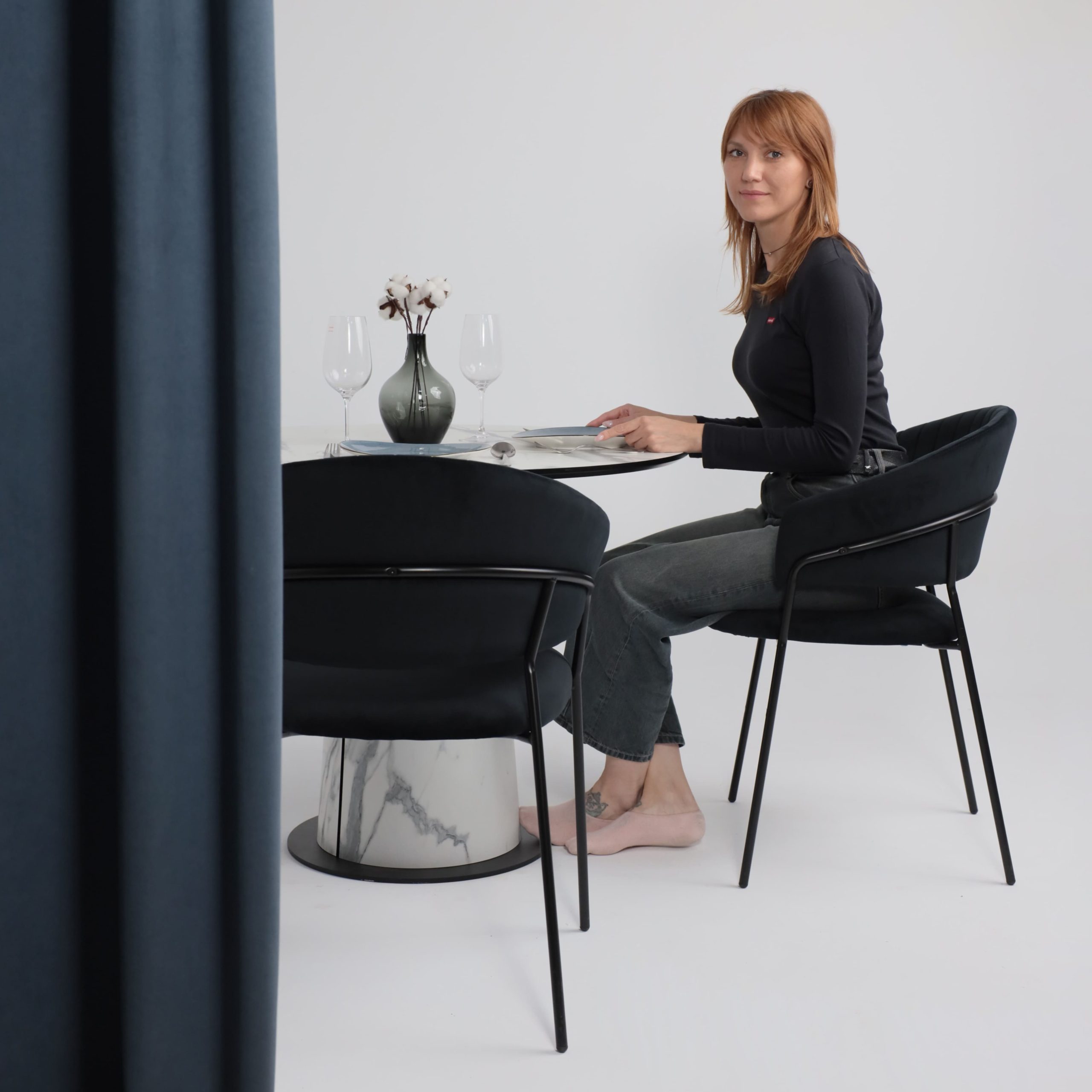 Стол AV 1317, HPL+МДФ, нераздвижной 1000 Мрамор белый/черный