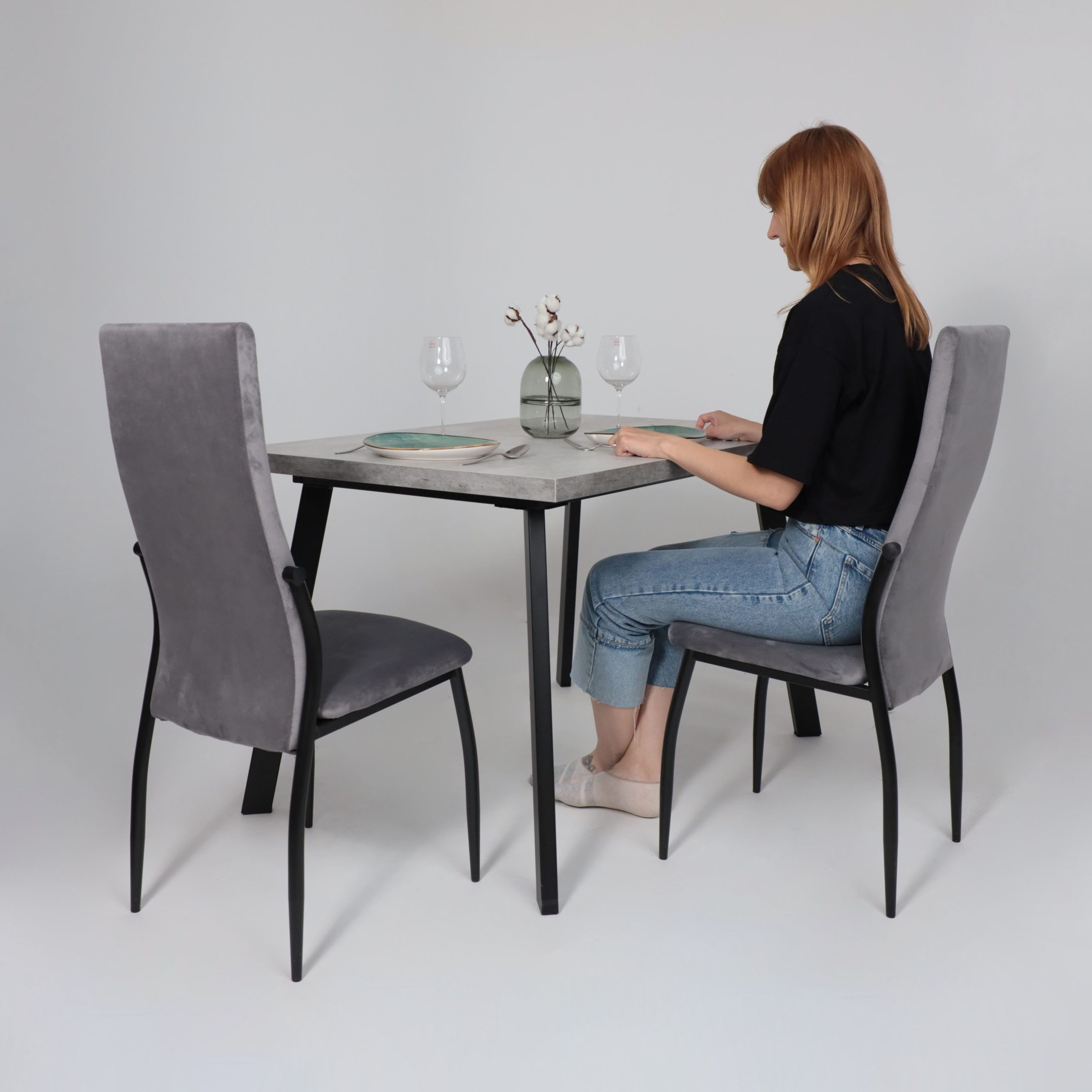 Стол BORG-120, раздвижной 120(160)х80, Серый сланец/Чёрный