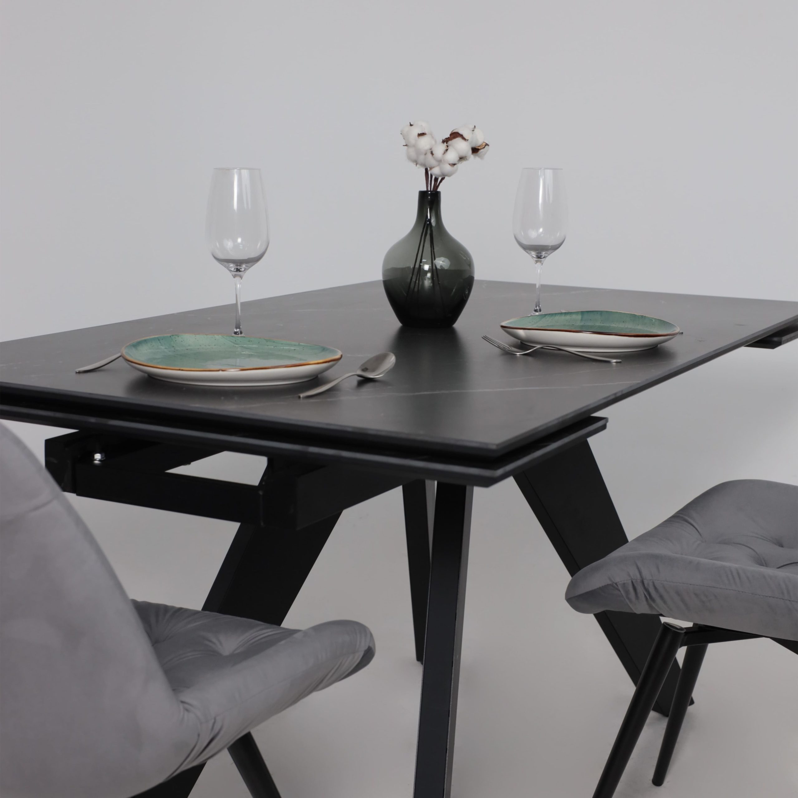 Стол AV 2122, МДФ+керамика, раздвижной 1400 (2000)*850 черный, матовый SHAKESPEARE/черный