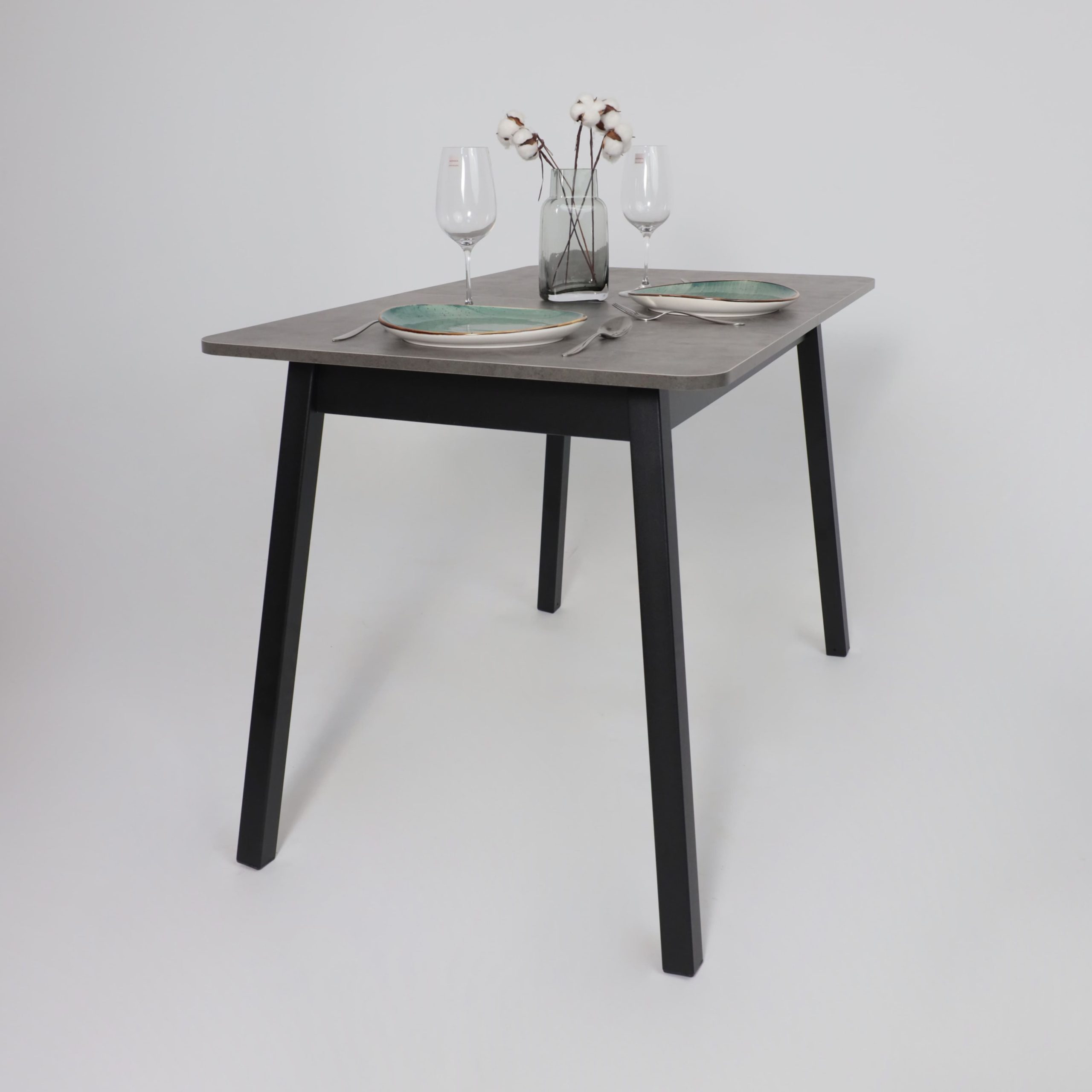 Стол TIRK RADIAL-110, раздвижной 110(142)х70, Дымчатая керамика/Чёрный