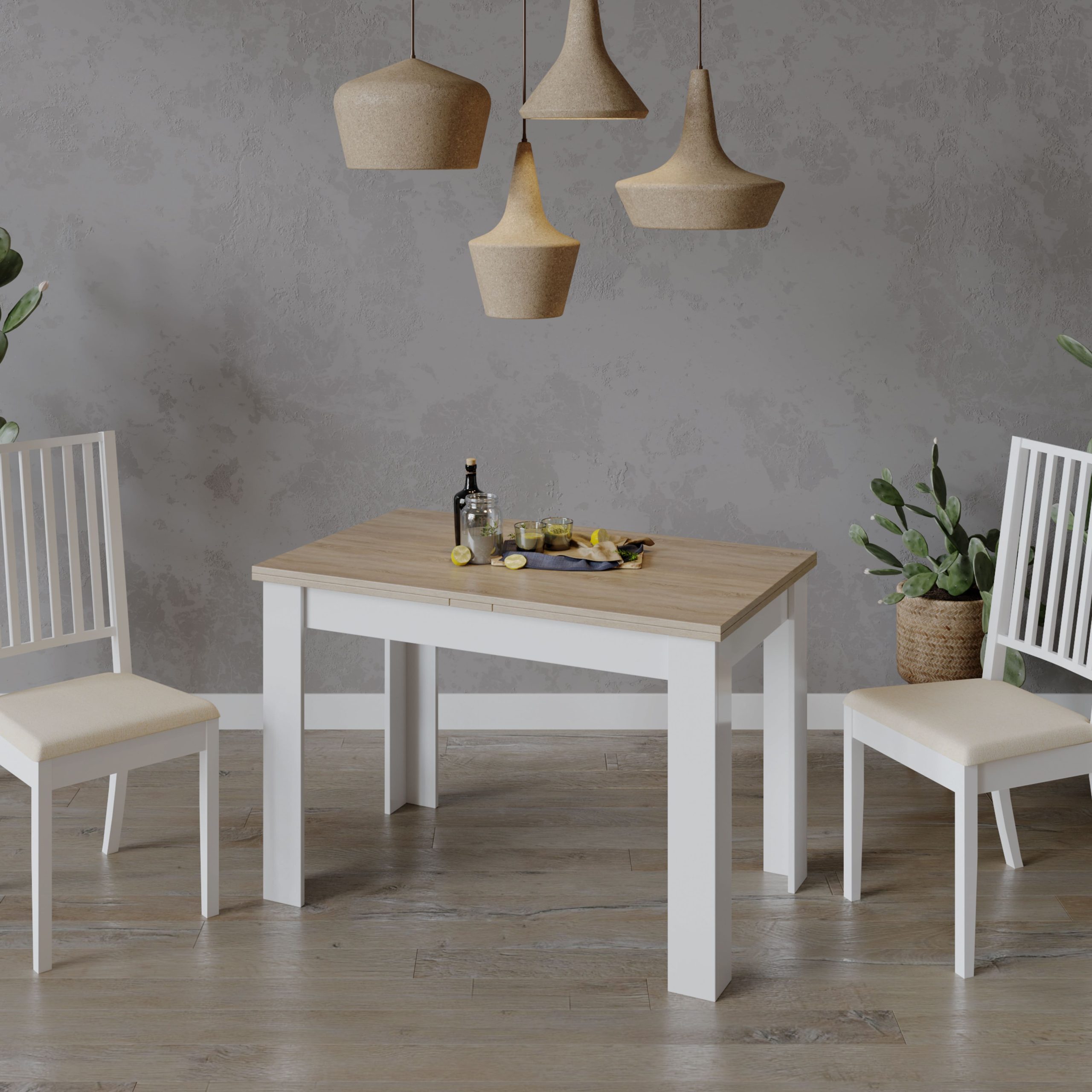 Стол раздвижной ПРОМО Тип 4, 1100(2098)*670, дуб сонома/белый