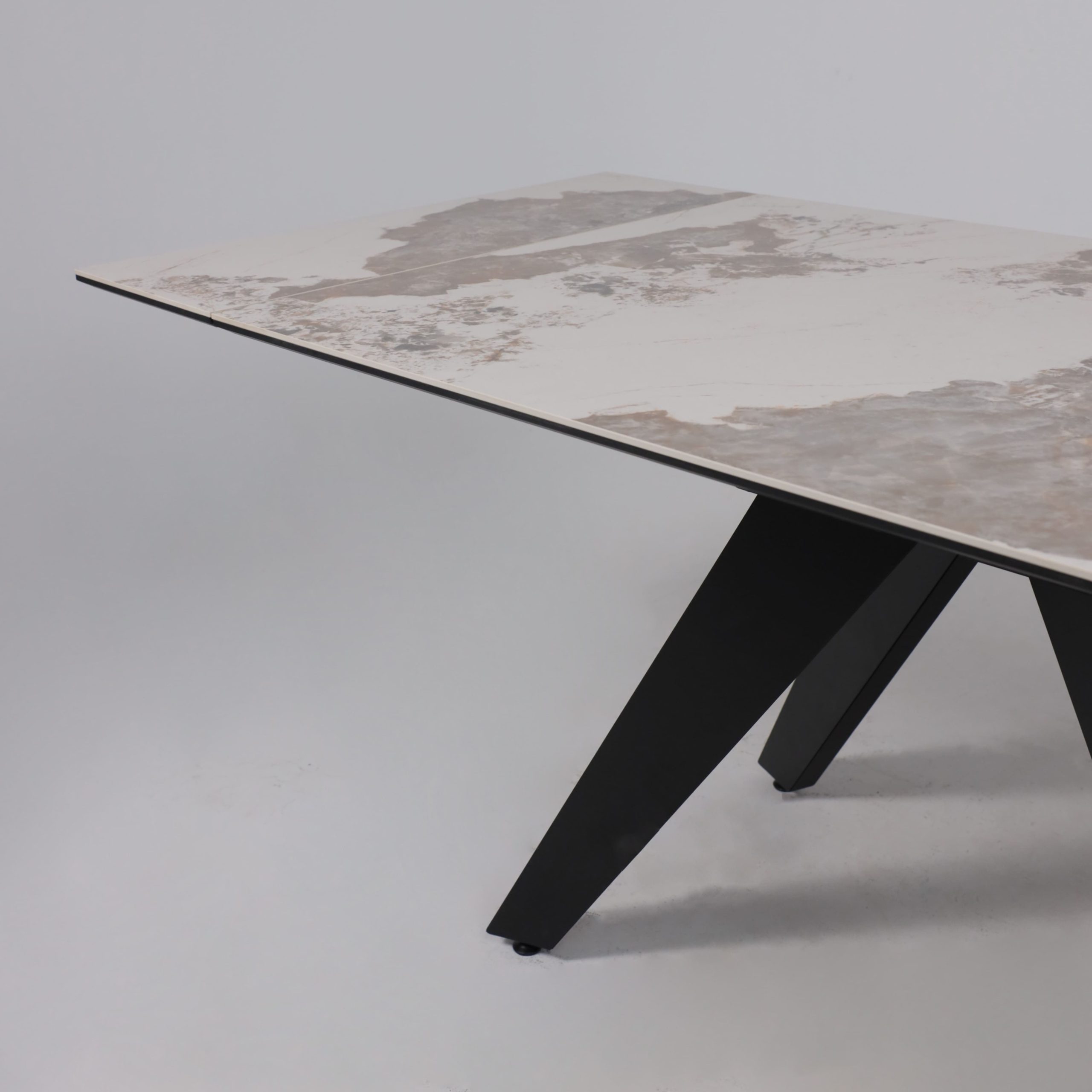 Стол AV 2122, МДФ+керамика, раздвижной 1400 (2000)*850 белый, глянцевый PANDORA/черный