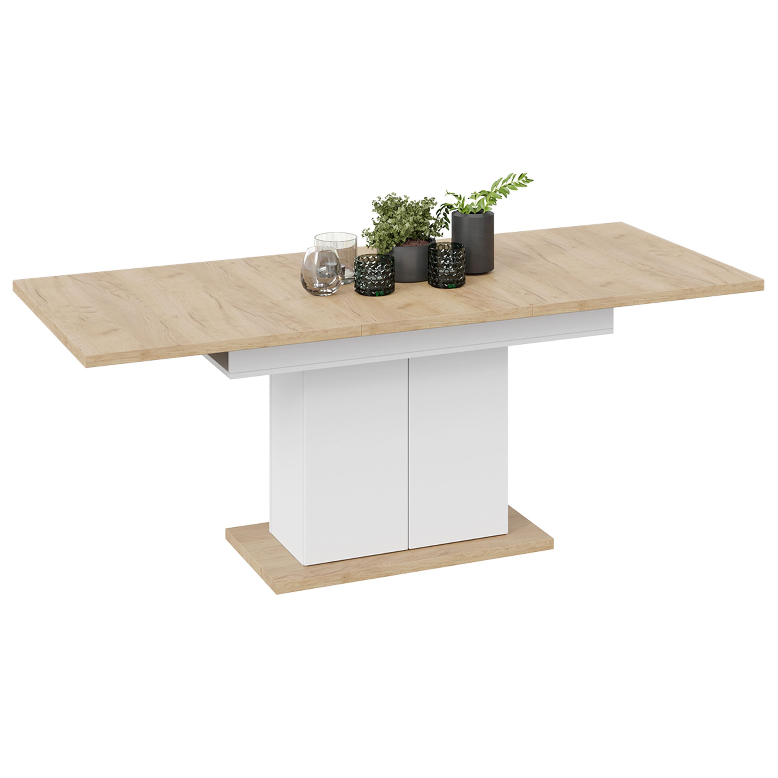 Стол раздвижной ДЕТРОЙТ Тип 1, 1504(2014)*850, дуб крафт золотой/белый