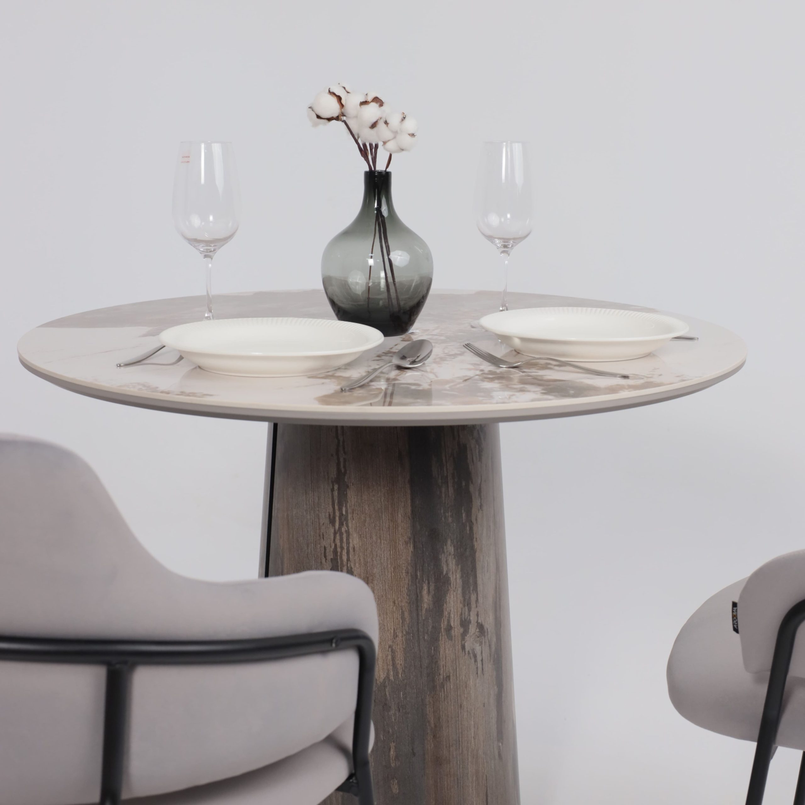 Стол AV 2317, МДФ+керамика, нераздвижной 900 белый, глянцевый PANDORA/черный+HPL Ипанема