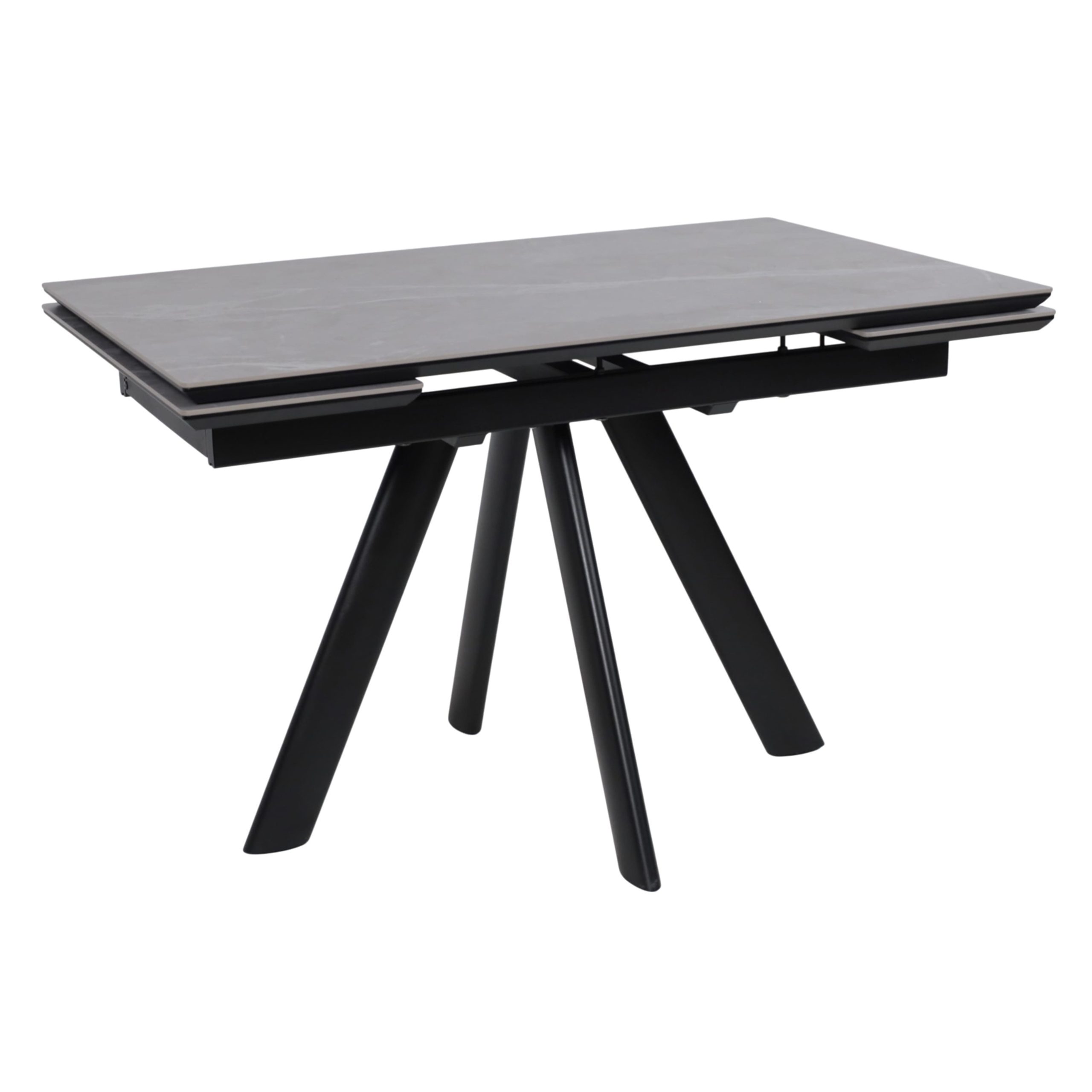 Стол JACK-120, раздвижной 120(30+30)х80, STONE GREY ST CER/Черный