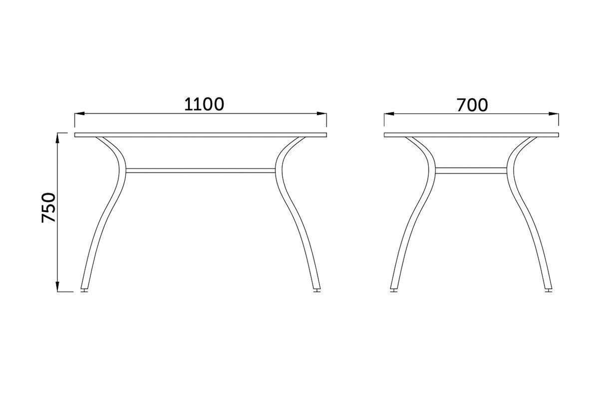 Стол PATRIZIA, хром/стекло, 1100*700*750*8/5