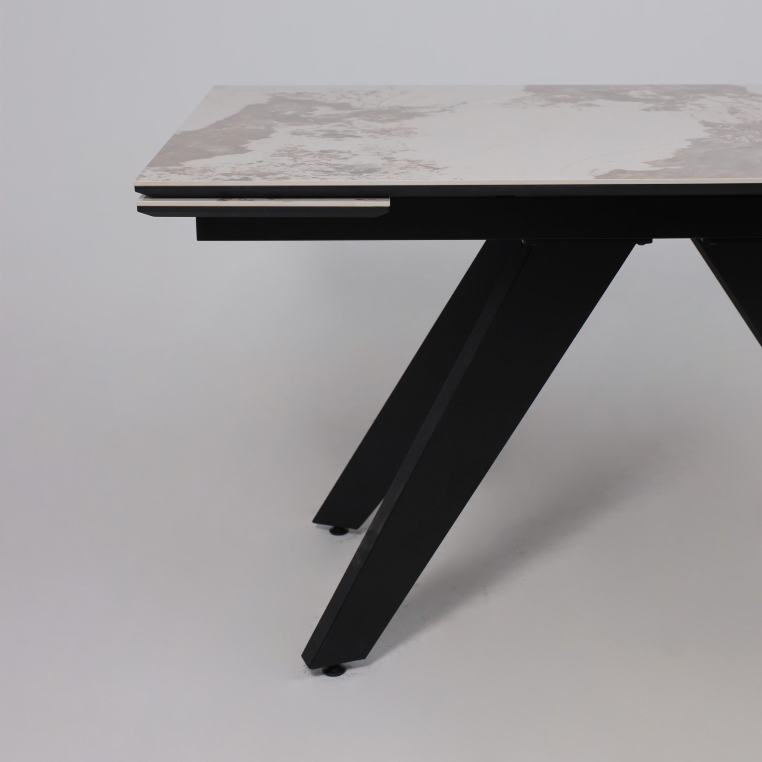 Стол AV 2122, МДФ+керамика, раздвижной 1400 (2000)*850 белый, глянцевый PANDORA/черный