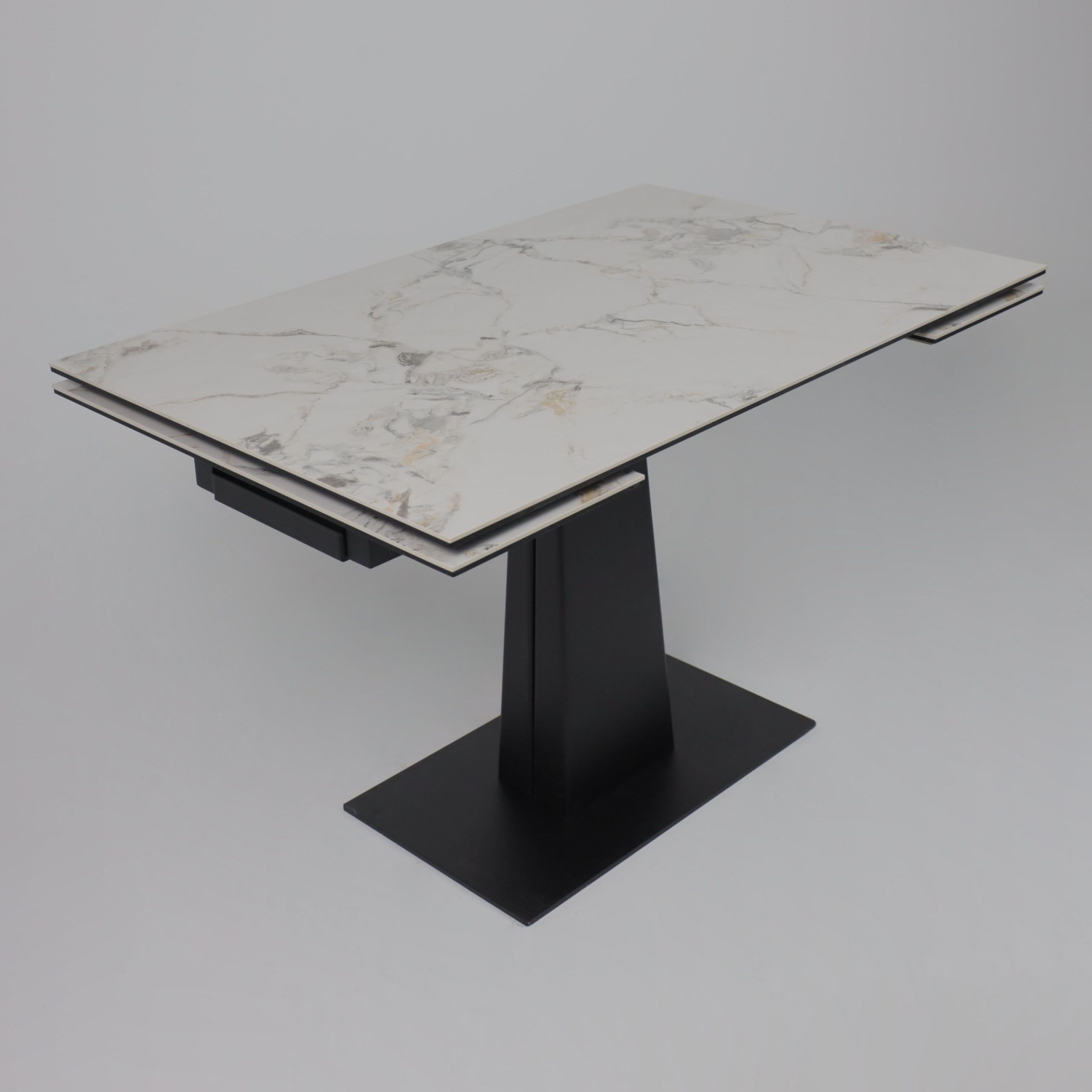 Стол AV 2119, МДФ+керамика, раздвижной 1200 (1800)*800 натуральный, глянцевый GOLD JADE/черный