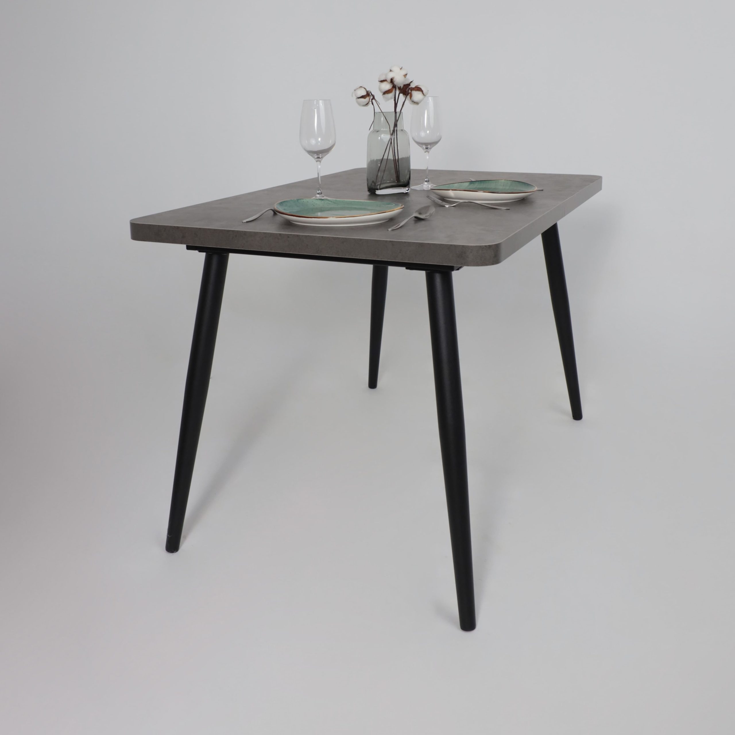 Стол BORG RADIAL-120, раздвижной 120(160)х80, Дымчатая керамика/Чёрный