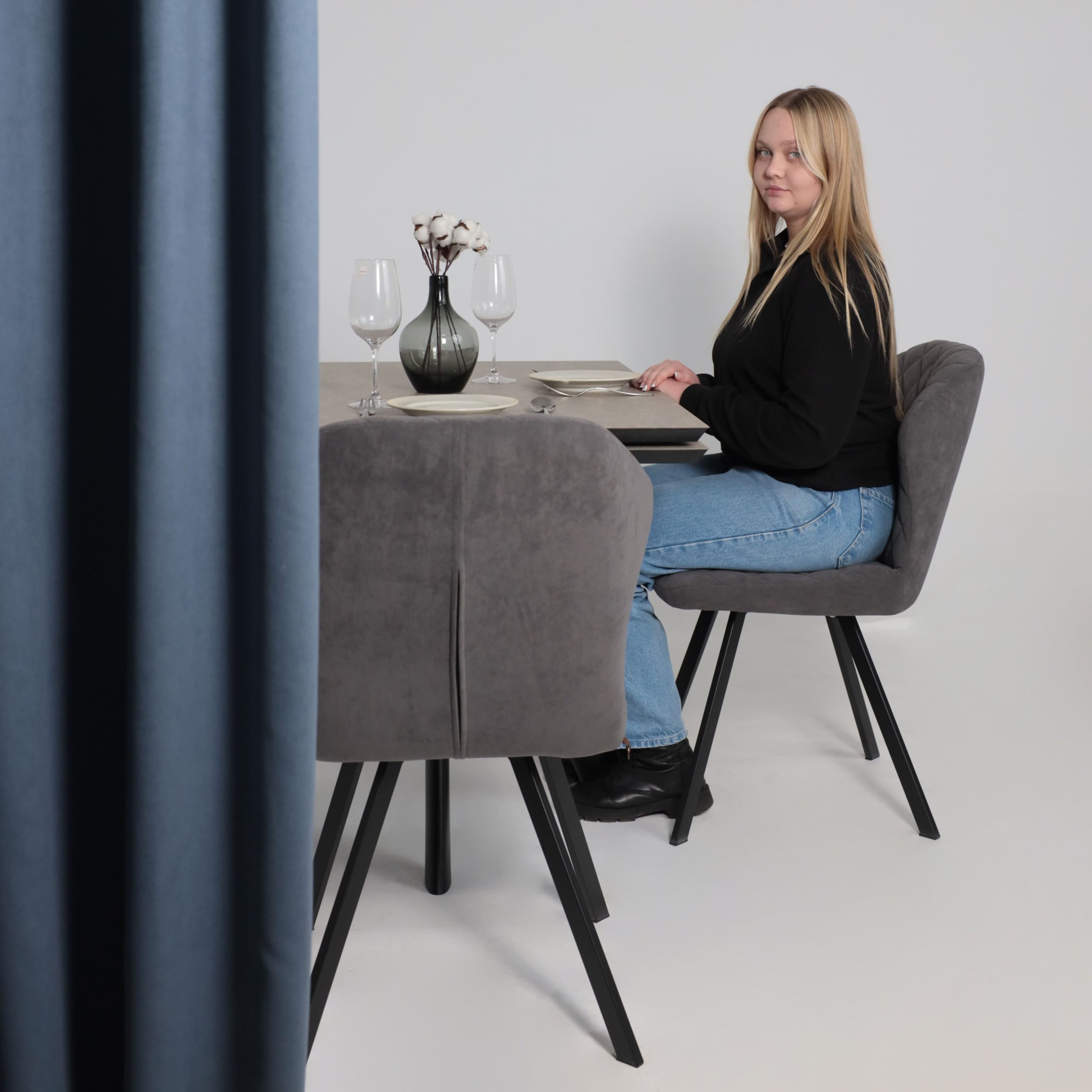 Стол JACK-120, раздвижной 120(30+30)х80, БЕЖЕВЫЙ КАМЕНЬ - COMPAKT CER/Черный