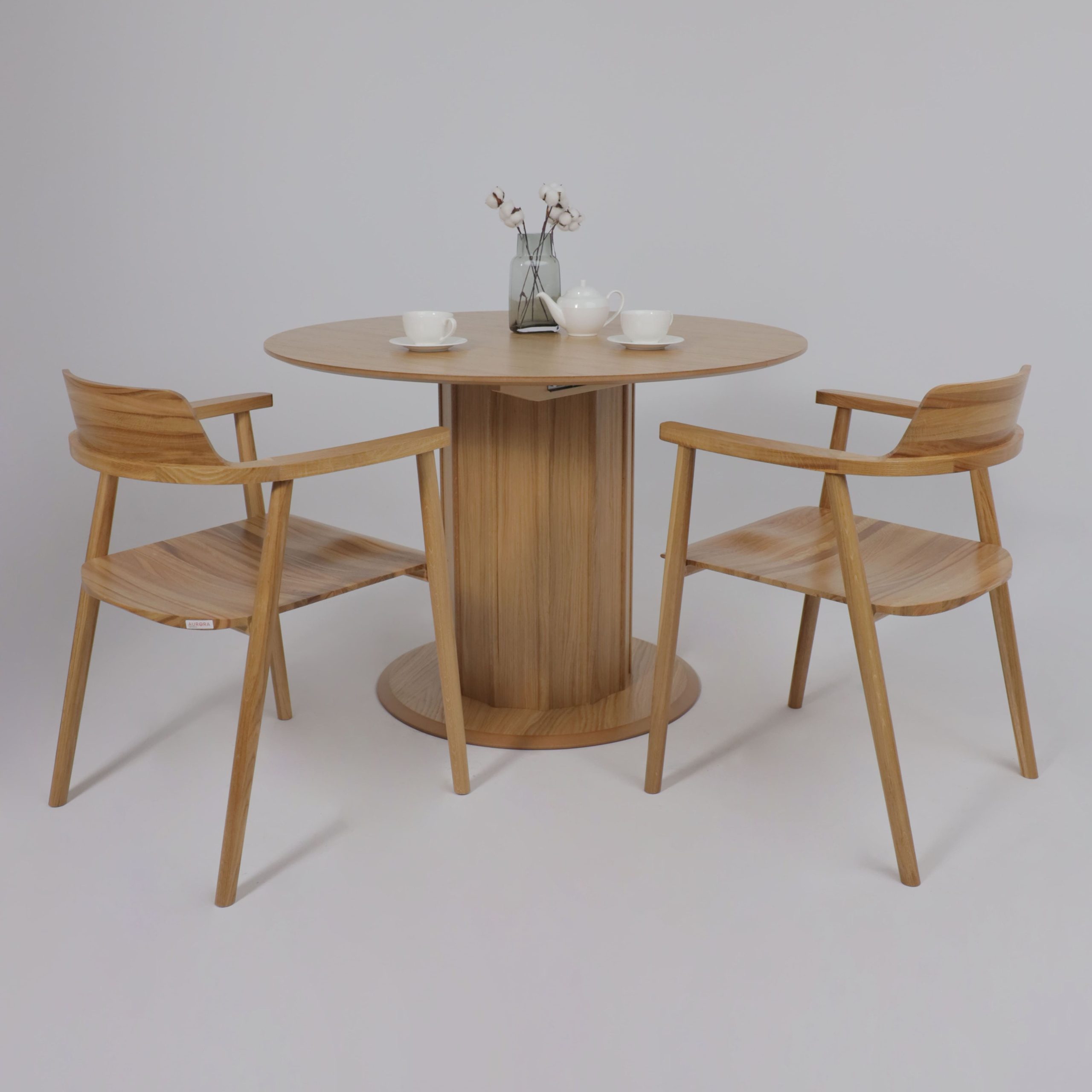 Стол ОЛАФ1100(1400)*1100, Светлый дуб без тонировки/Светлый дуб