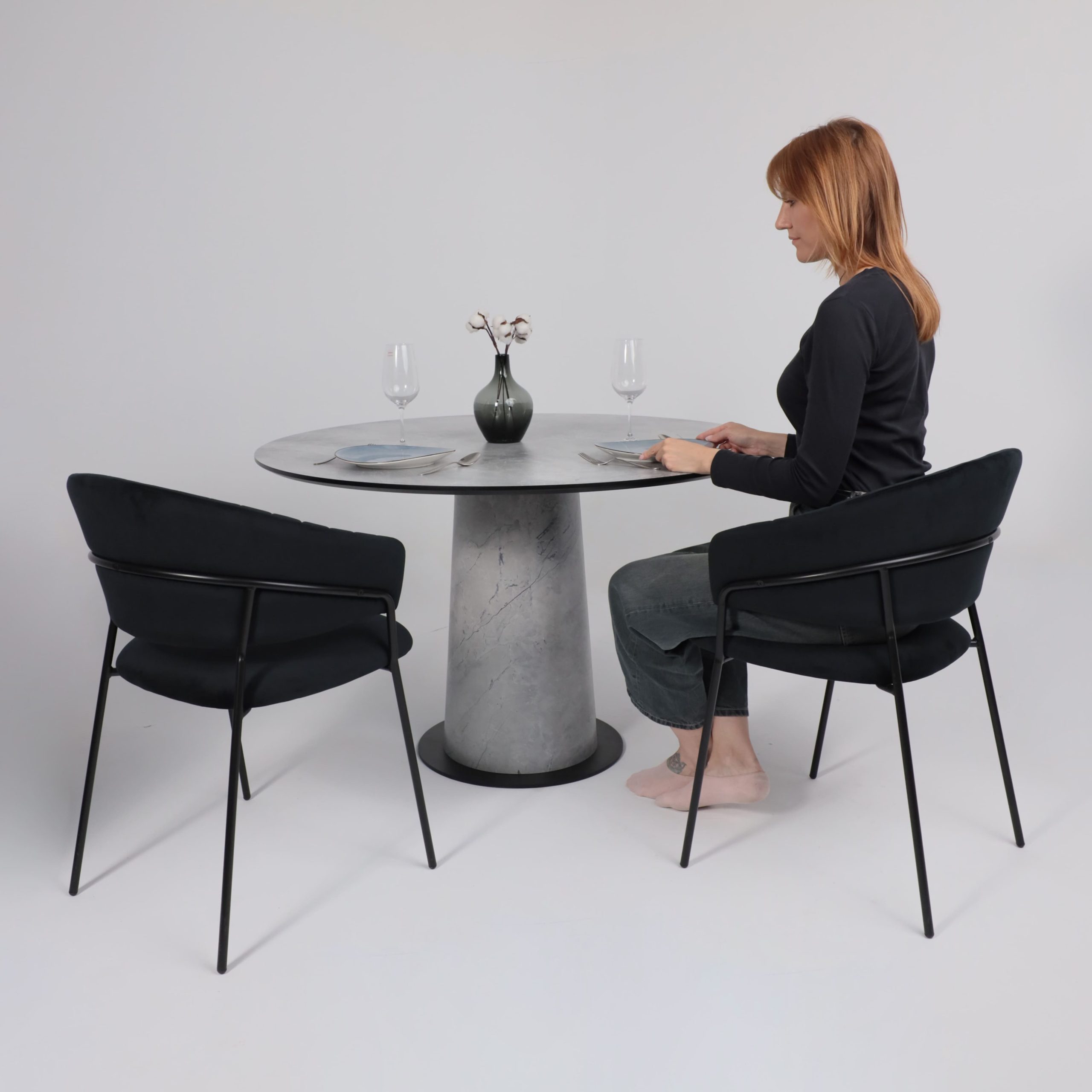 Стол AV 1317, HPL+МДФ, нераздвижной 1200 Мрамор Марквина синий/черный