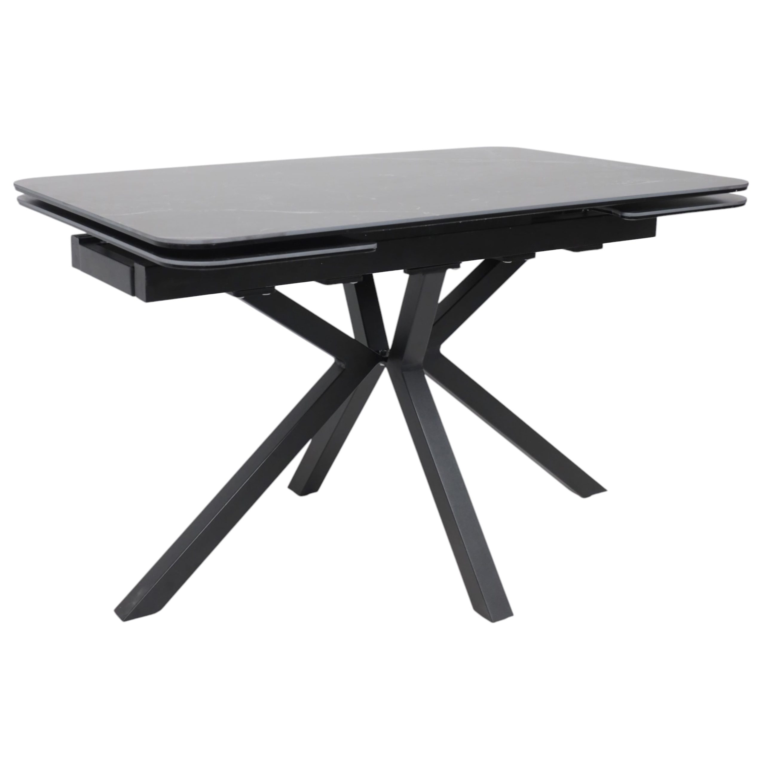 Стол РЕЙН NEW,керамика 0 кат. 1400(2040)*900, Камень черный Greys Black/Черный матовый