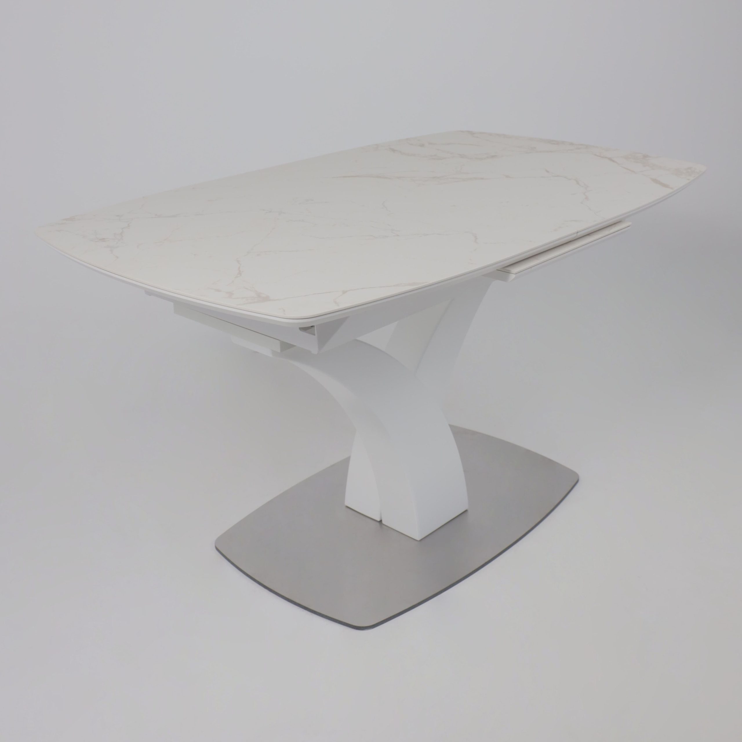 Стол НОТР ДАМ MODERNE, керамика 2 кат. 1400(1800)*850, Камень белый Calacata vagli/Белый Муар