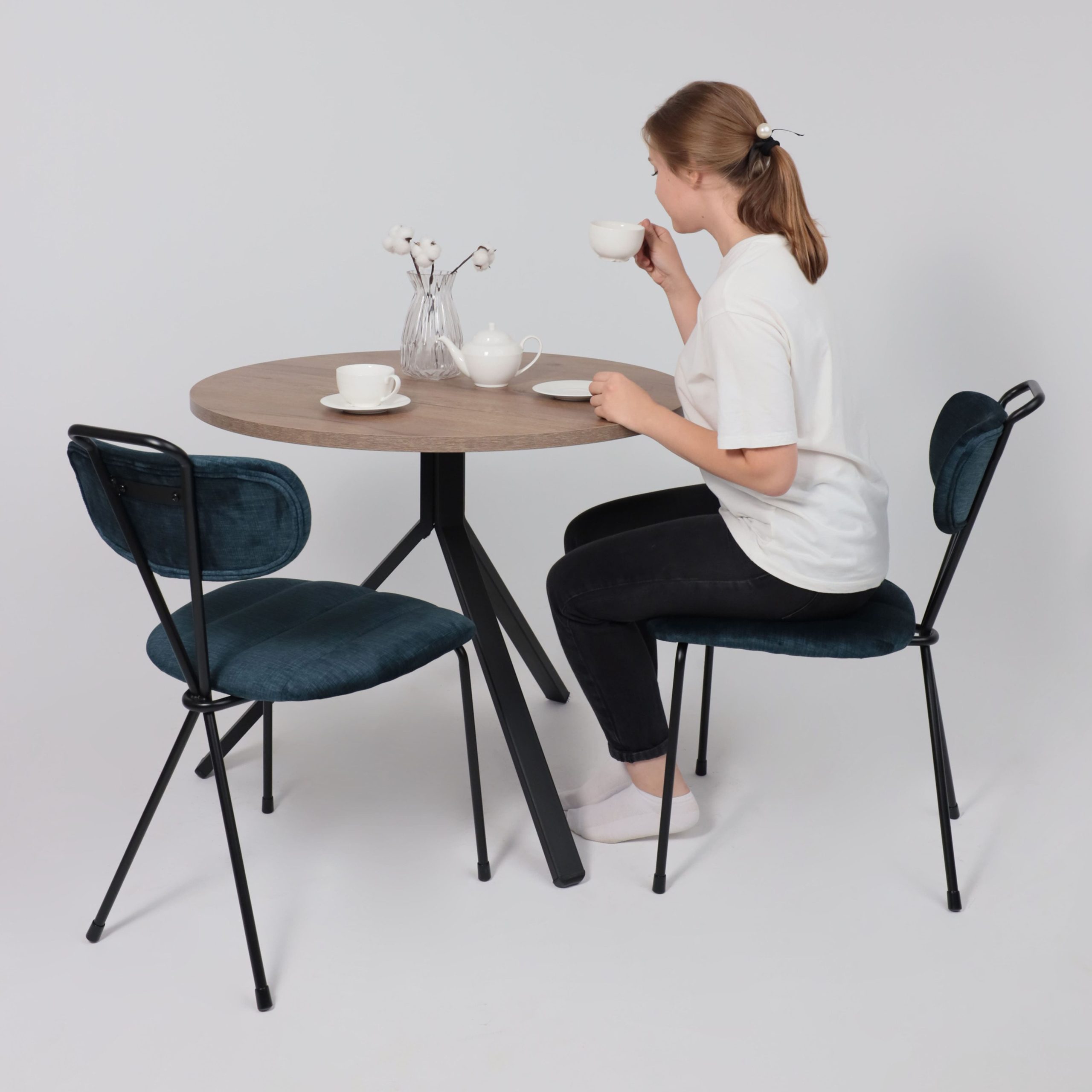 Стул TORI, темно-бирюзовый велюр VOSS 86/черный