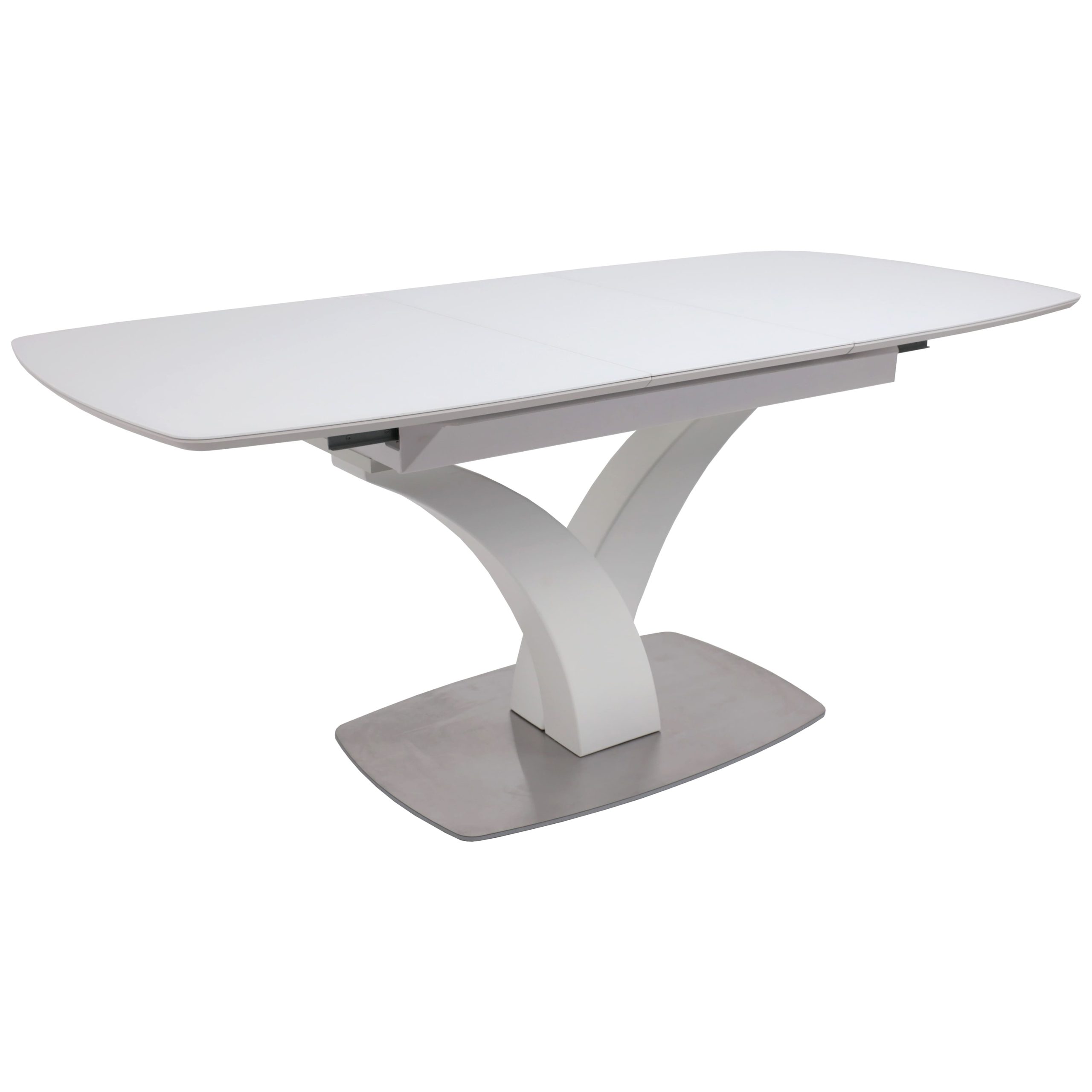 Стол НОТР ДАМ MODERNE, стекло Optiwhite 1400(1800)*850, Белый/Белый Муар