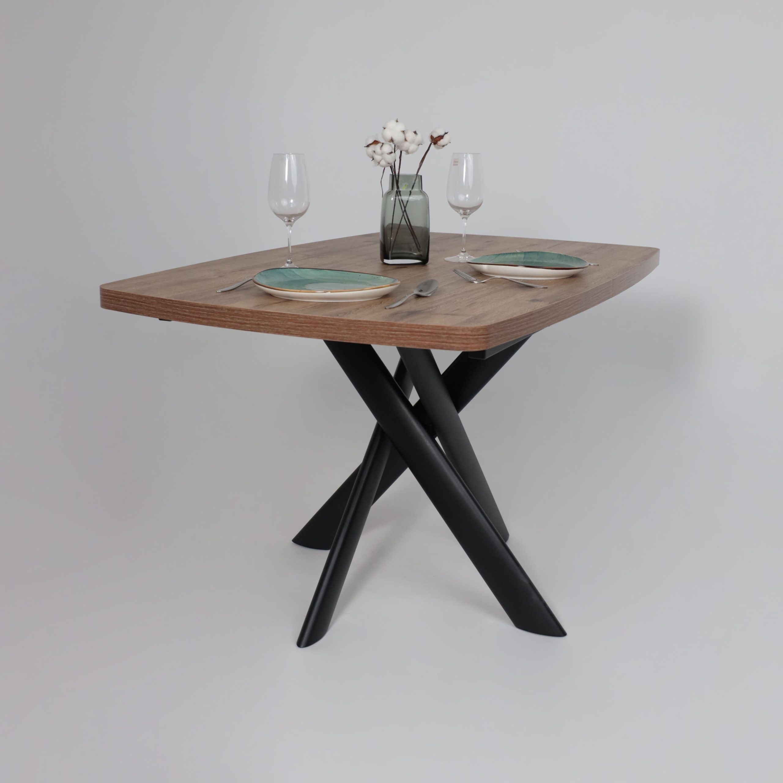 Стол LEONEL-130, раздвижной 130(165)х85, Дуб Веллингтон/Черный