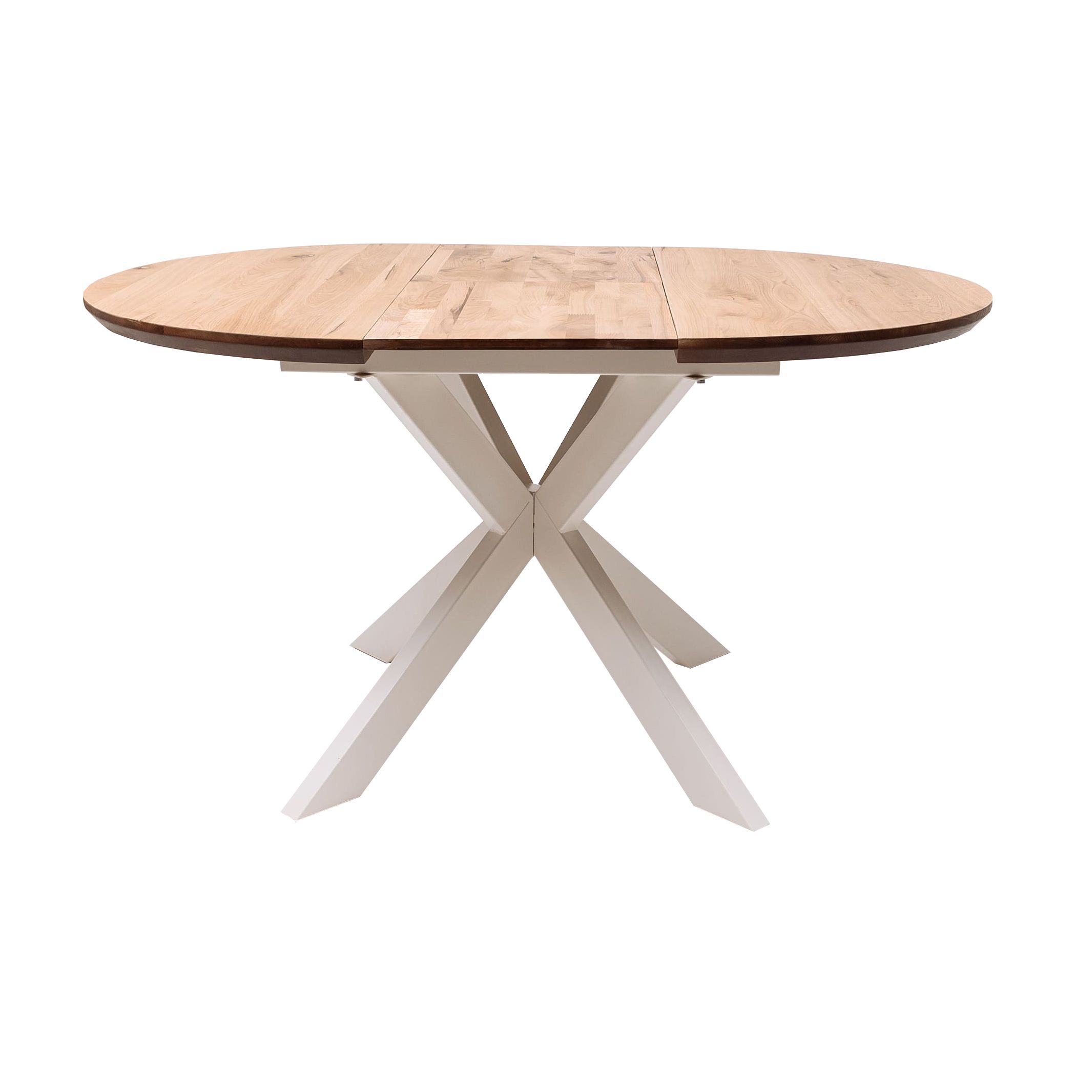 Стол РАУНД раздвижной, d100(140)*75, дуб натуральный/белый (ПрР-4 DSW (02) КСЕ/Р-80)