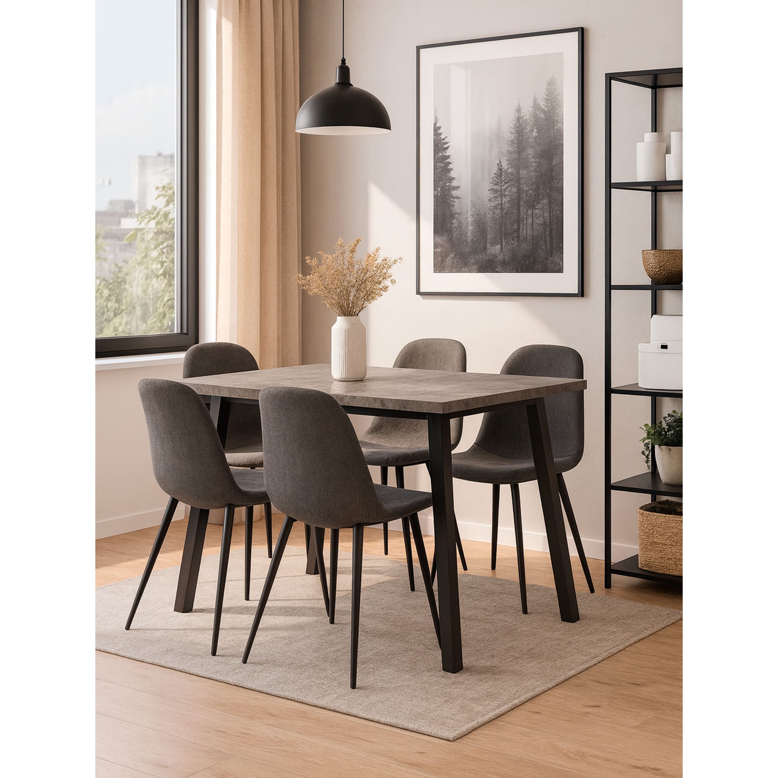 Стол BORG-110, раздвижной 110(142)х70, Дымчатая керамика/Чёрный