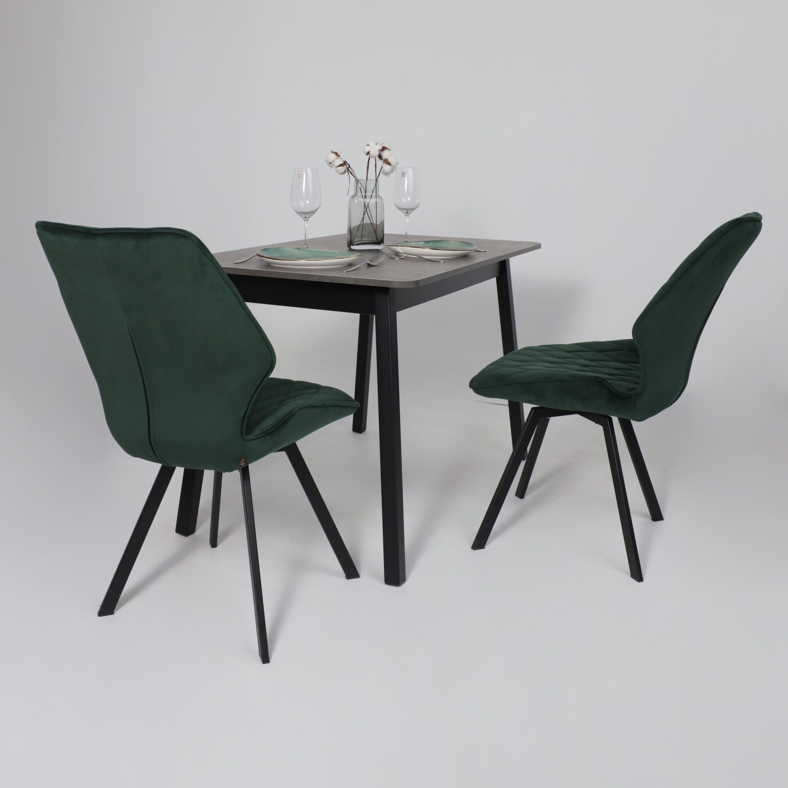 Стол TIRK RADIAL-110, раздвижной 110(142)х70, Дымчатая керамика/Чёрный