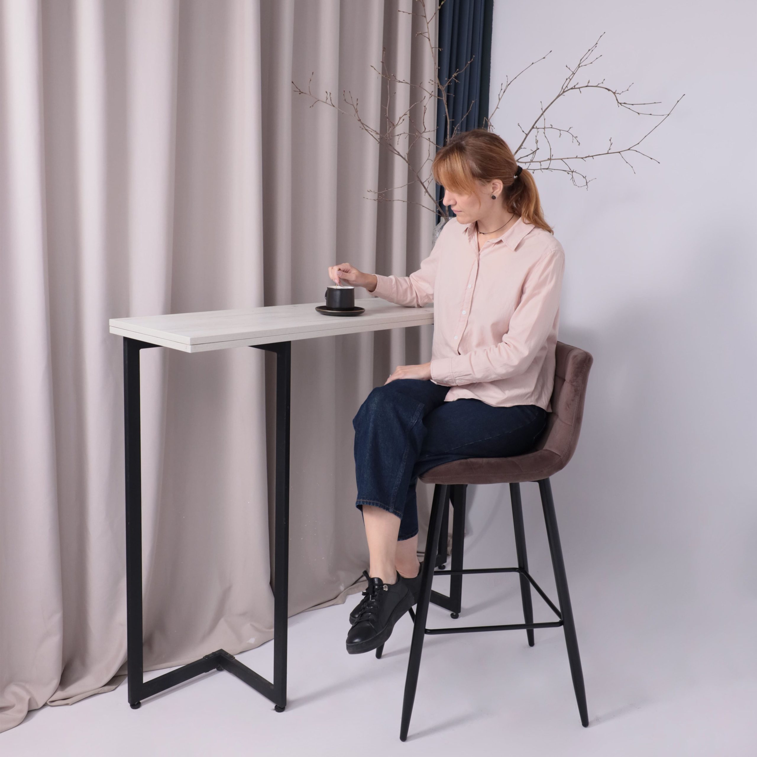 Стул STELLA, барный, коричневый велюр HLR49/черный