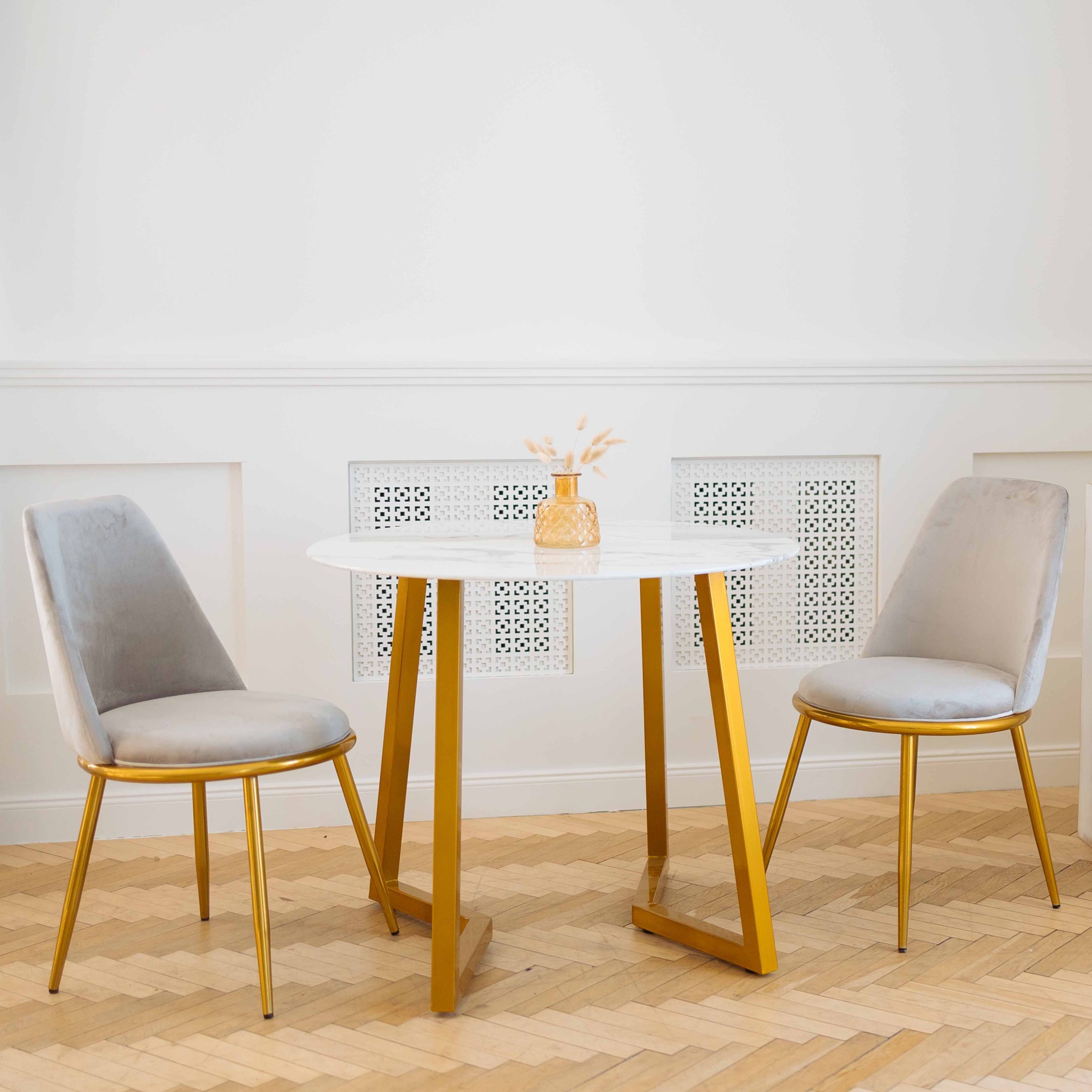 Стол GOLDIE, d 90*76, (Мрамор/золотой)