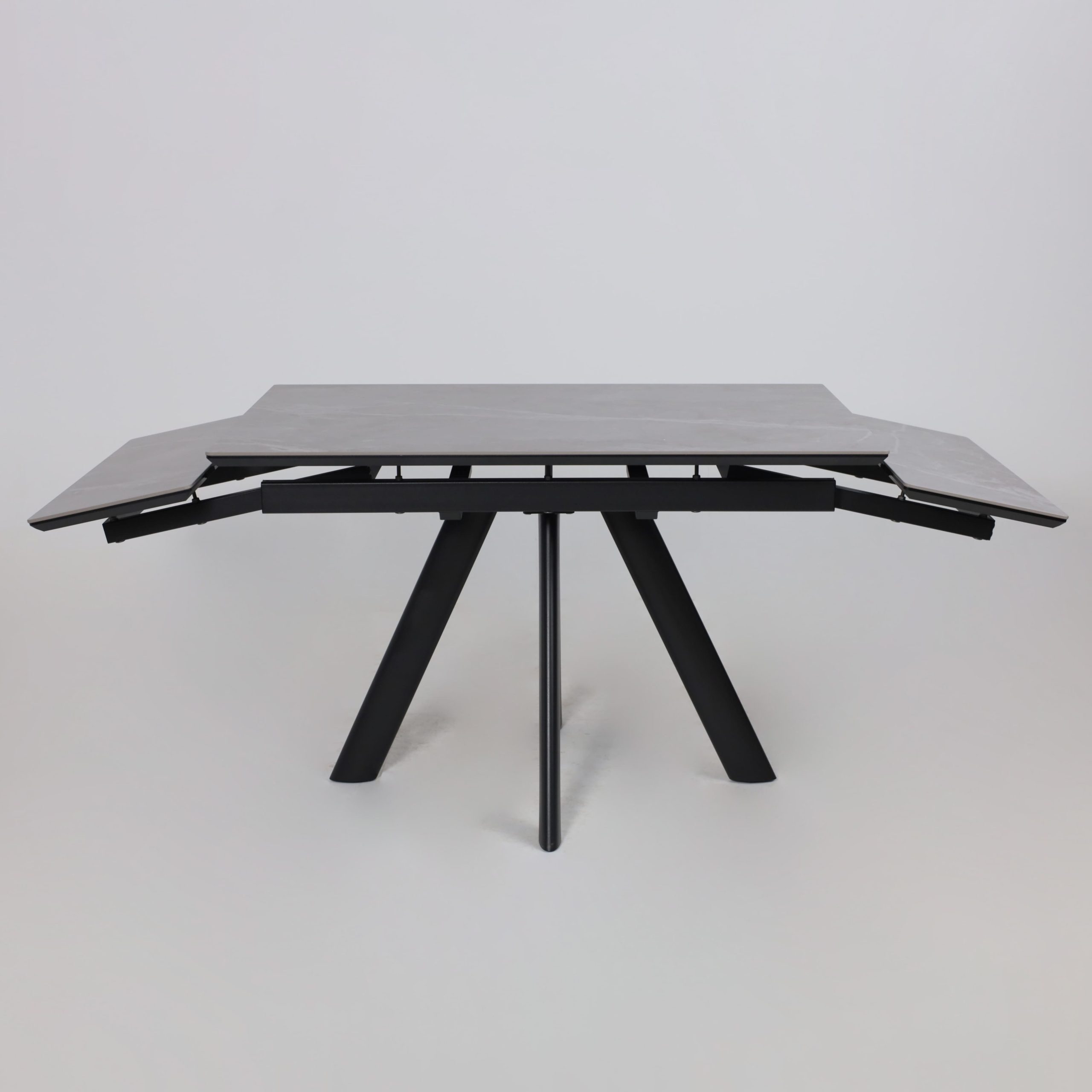 Стол JACK-120, раздвижной 120(30+30)х80, STONE GREY ST CER/Черный