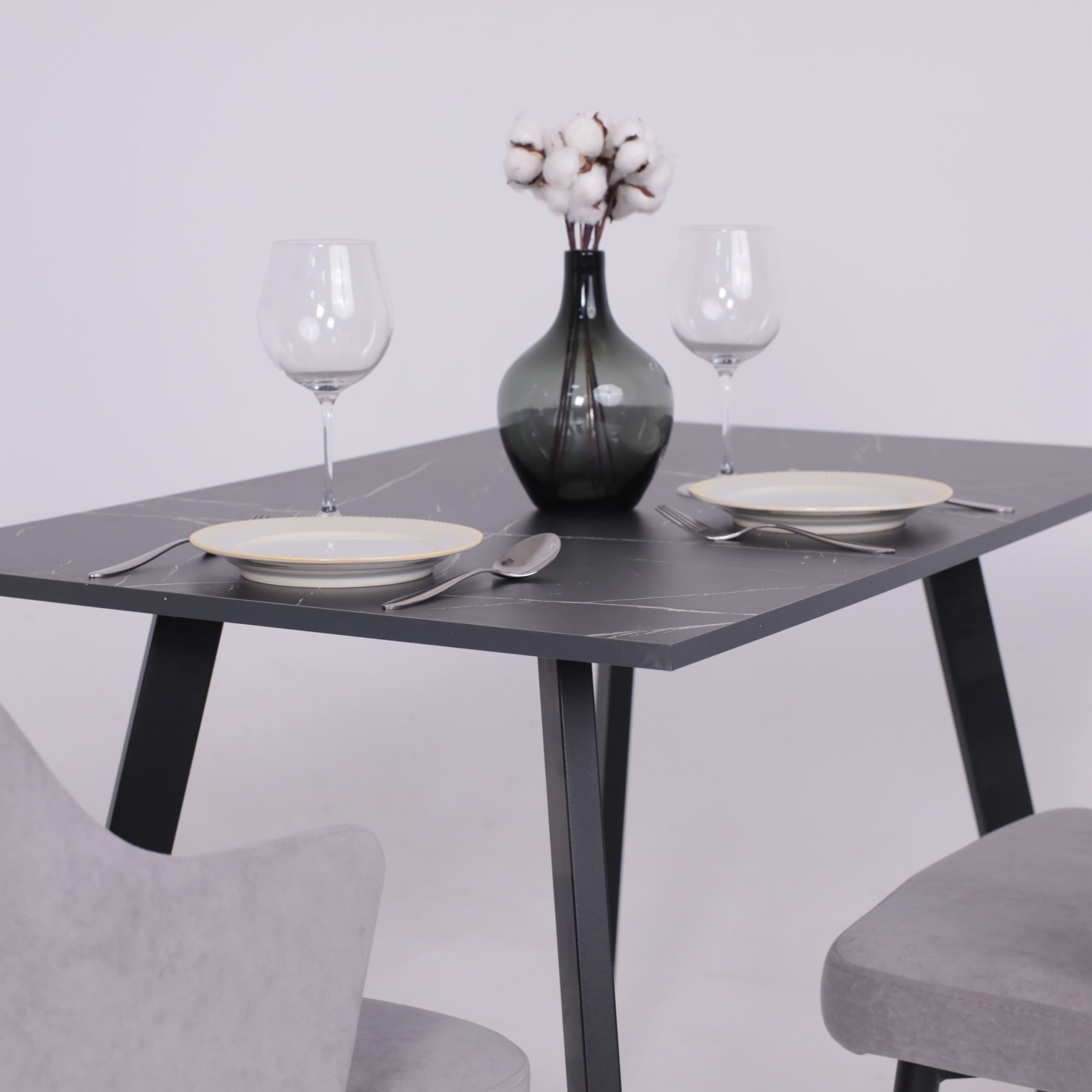 Стол SOLO 102*67, Мрамор неро маркина/черный