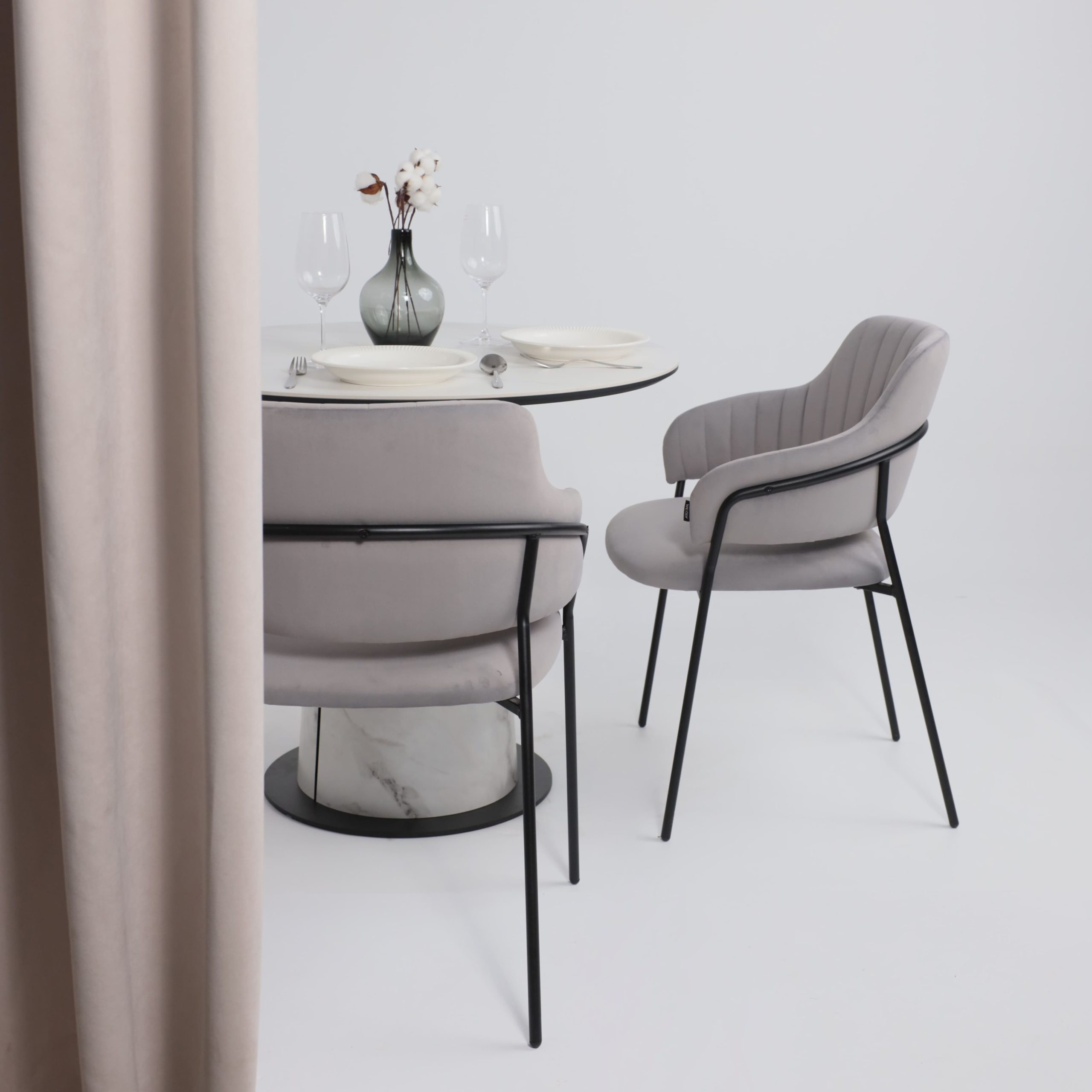 Стол AV 2317, МДФ+керамика, нераздвижной 900 белый, матовый SNOW WHITE/черный+HPL Виктори натуральный