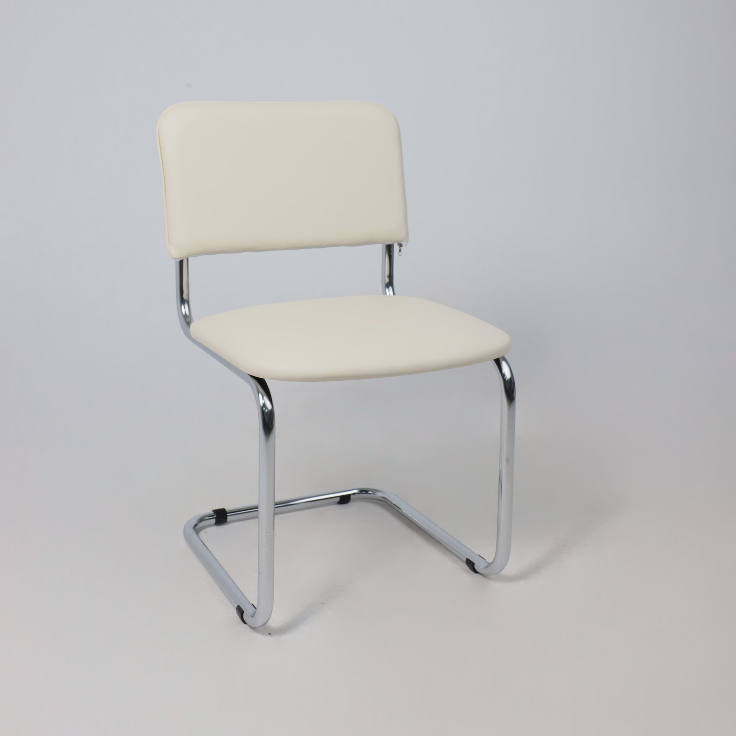 Кресло СЛАВИЯ, кремовый кожзам/хром