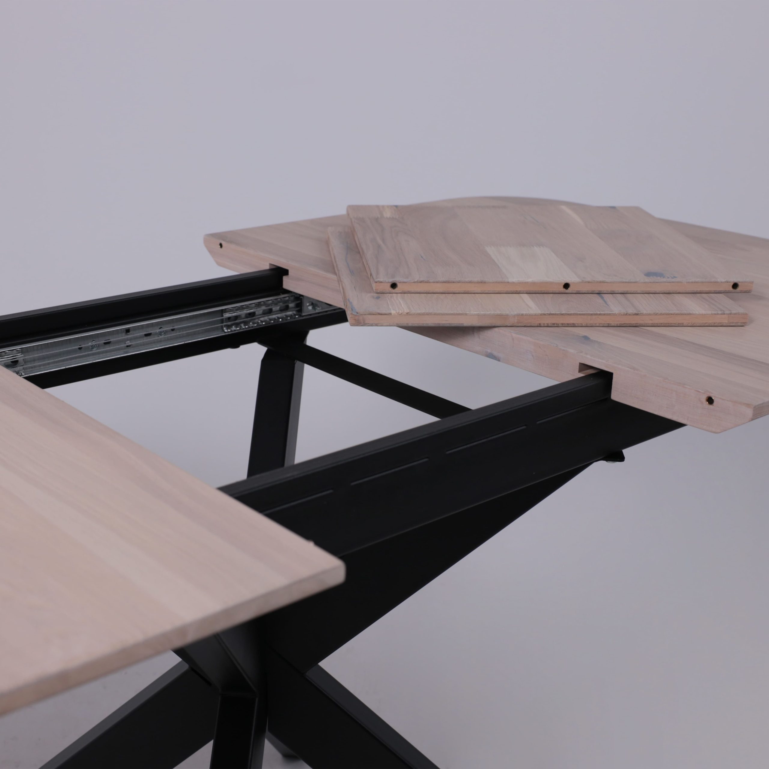 Стол ВЕЙВ раздвижной, 120(160)*80*75, дуб беленый/черный (ПрР-3 DSW (02) КСЕ/Р-80)