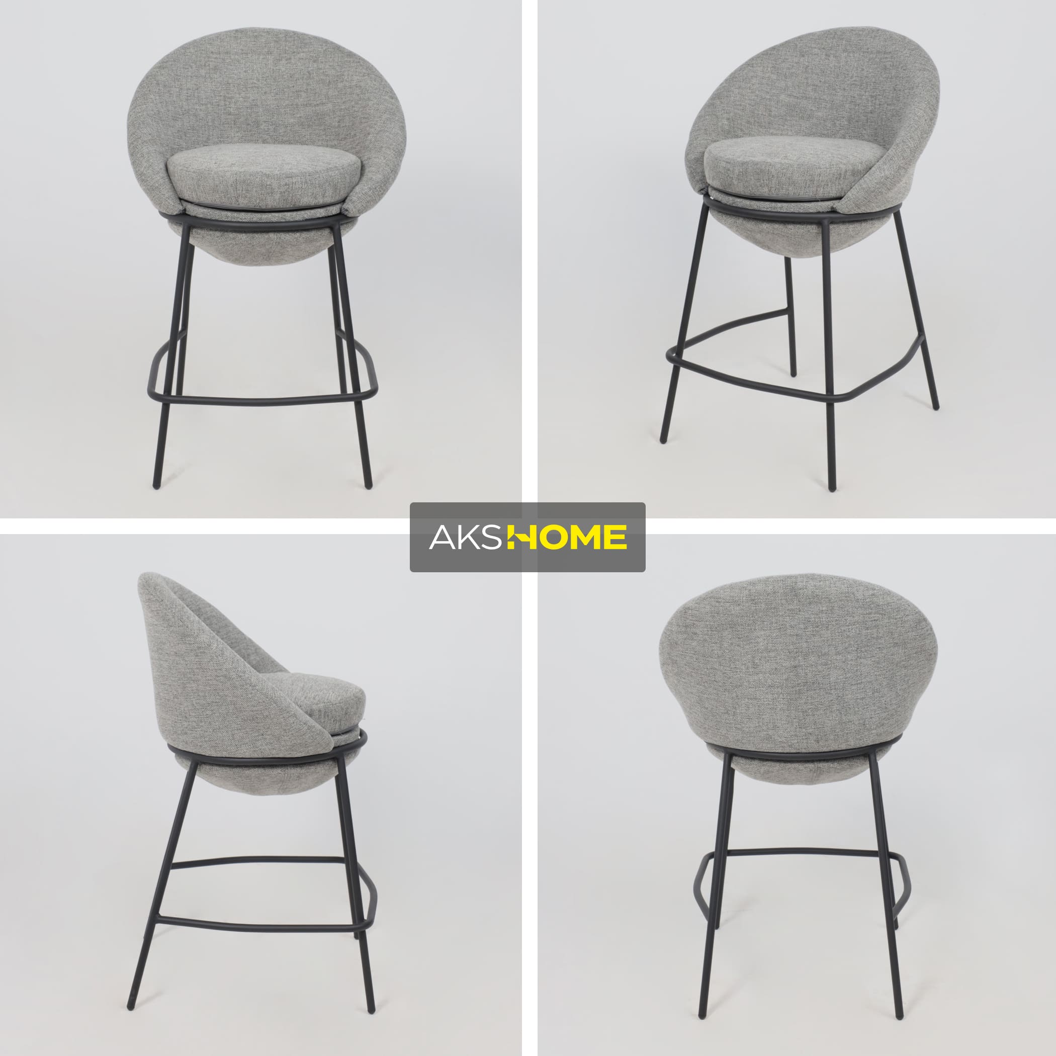 Стул BRAUN, полубарный, серая рогожка BREGO-15/черный