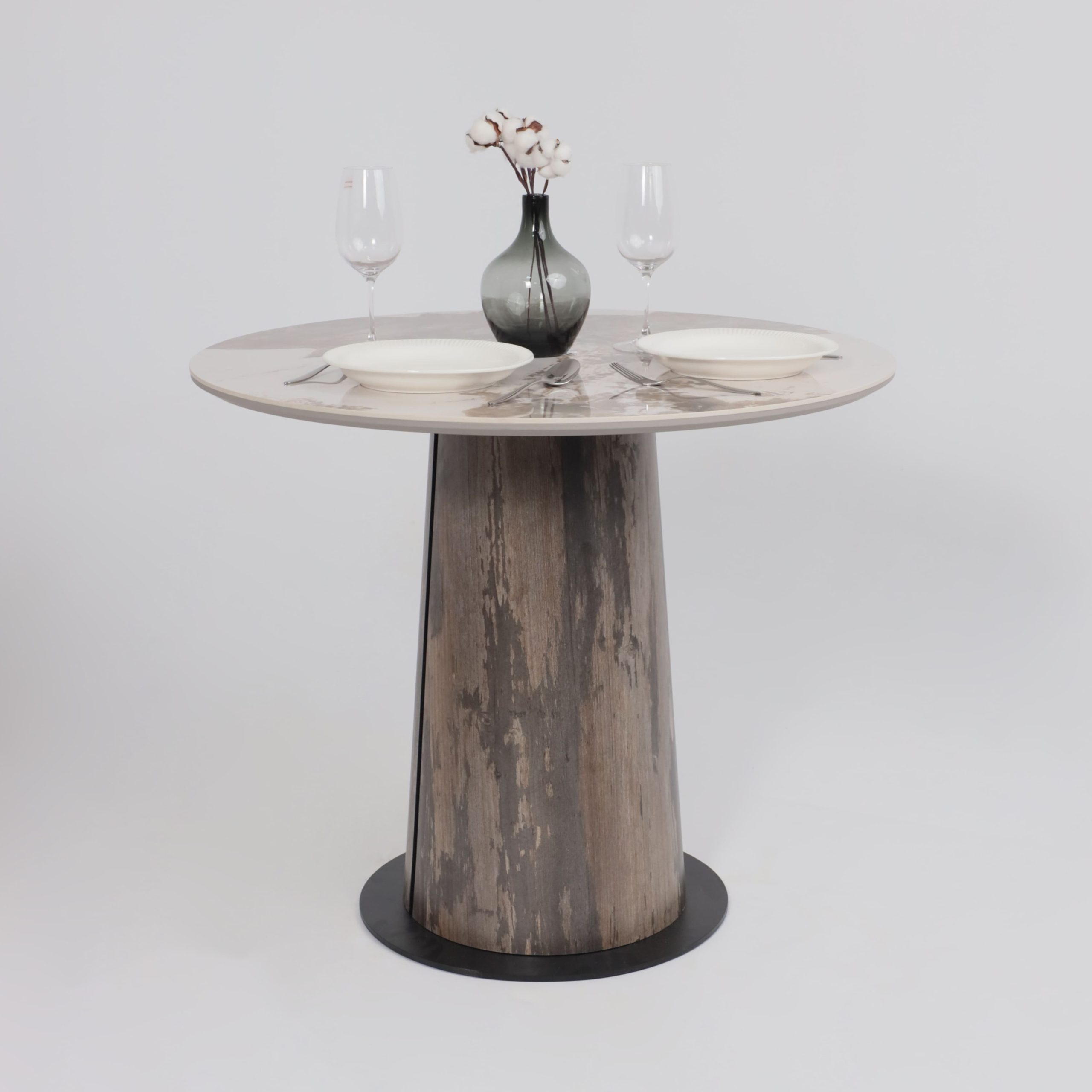 Стол AV 2317, МДФ+керамика, нераздвижной 900 белый, глянцевый PANDORA/черный+HPL Ипанема