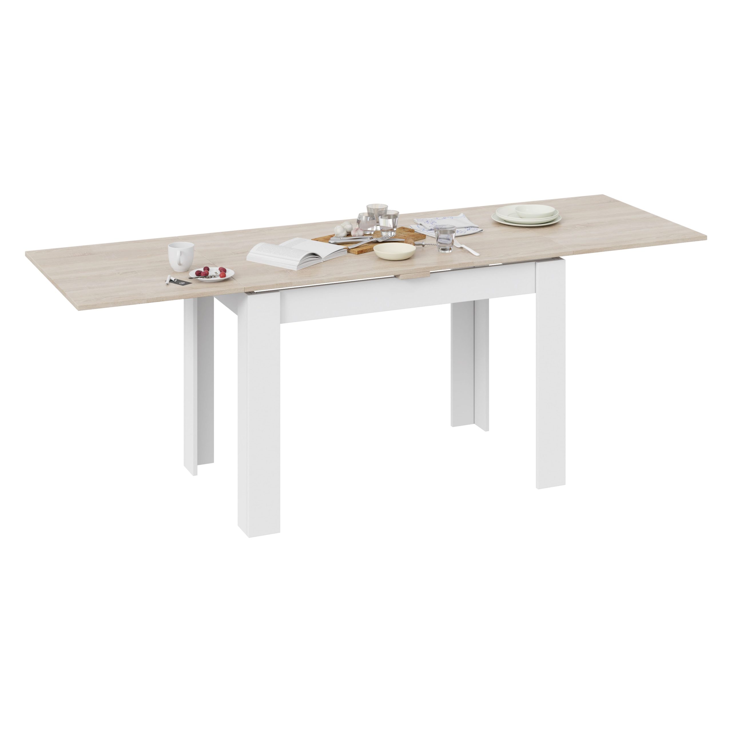 Стол раздвижной ПРОМО Тип 4, 1100(2098)*670, дуб сонома/белый