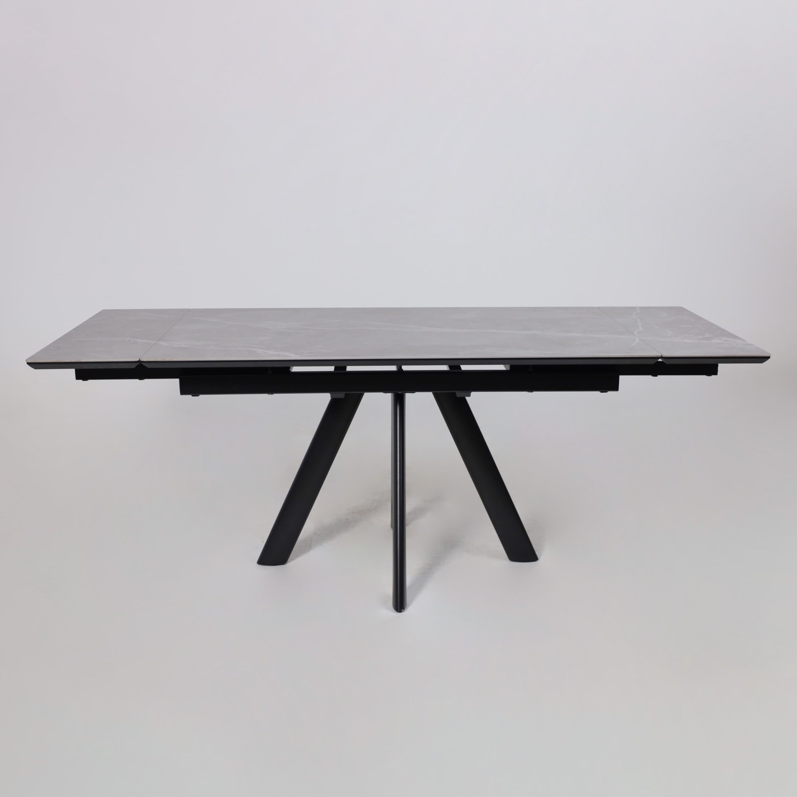 Стол JACK-140, раздвижной 140(30+30)х85, STONE GREY ST CER/Черный