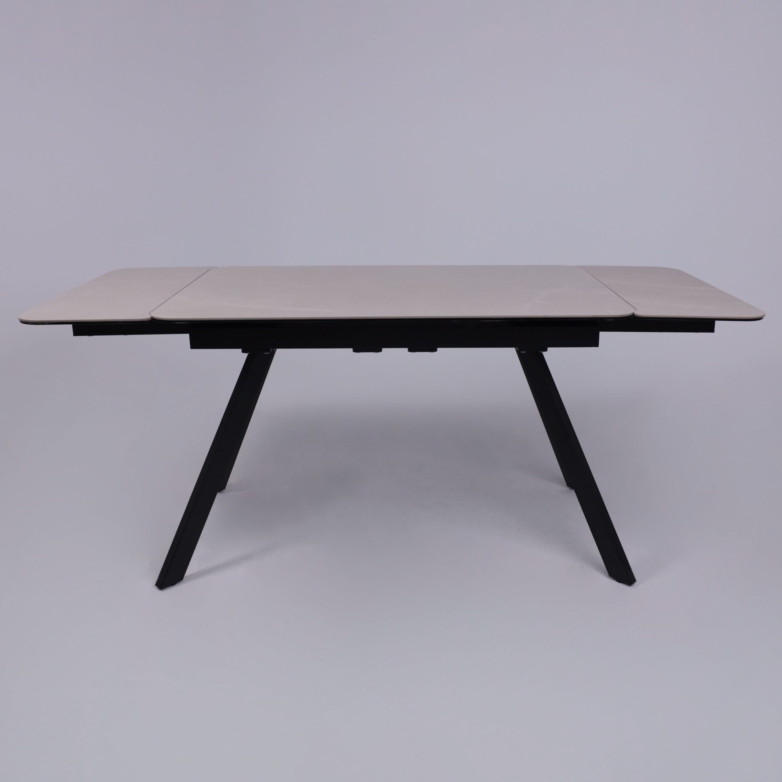 Стол ЛЕОН NEW , керамика 1 кат. 1200(1840)*800, Камень слоновая кость Bayona Ivory/Черный матовый