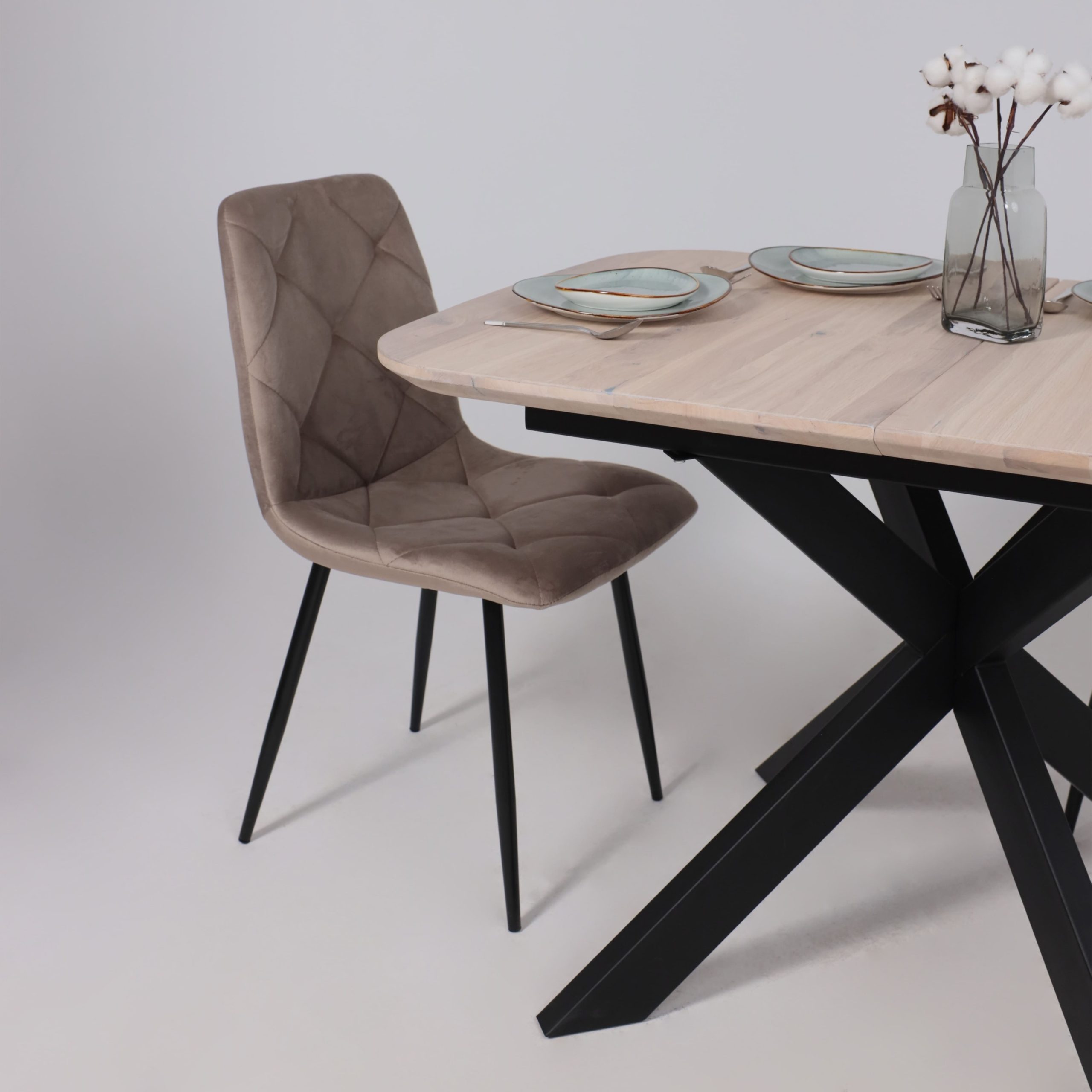 Стол ВЕЙВ раздвижной, 120(160)*80*75, дуб беленый/черный (ПрР-3 DSW (02) КСЕ/Р-80)