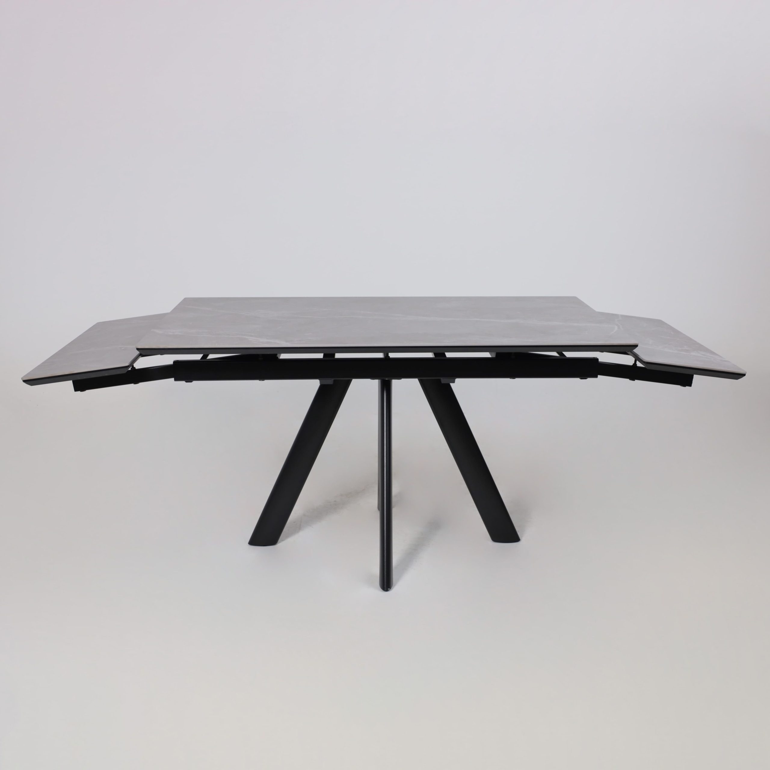 Стол JACK-140, раздвижной 140(30+30)х85, STONE GREY ST CER/Черный