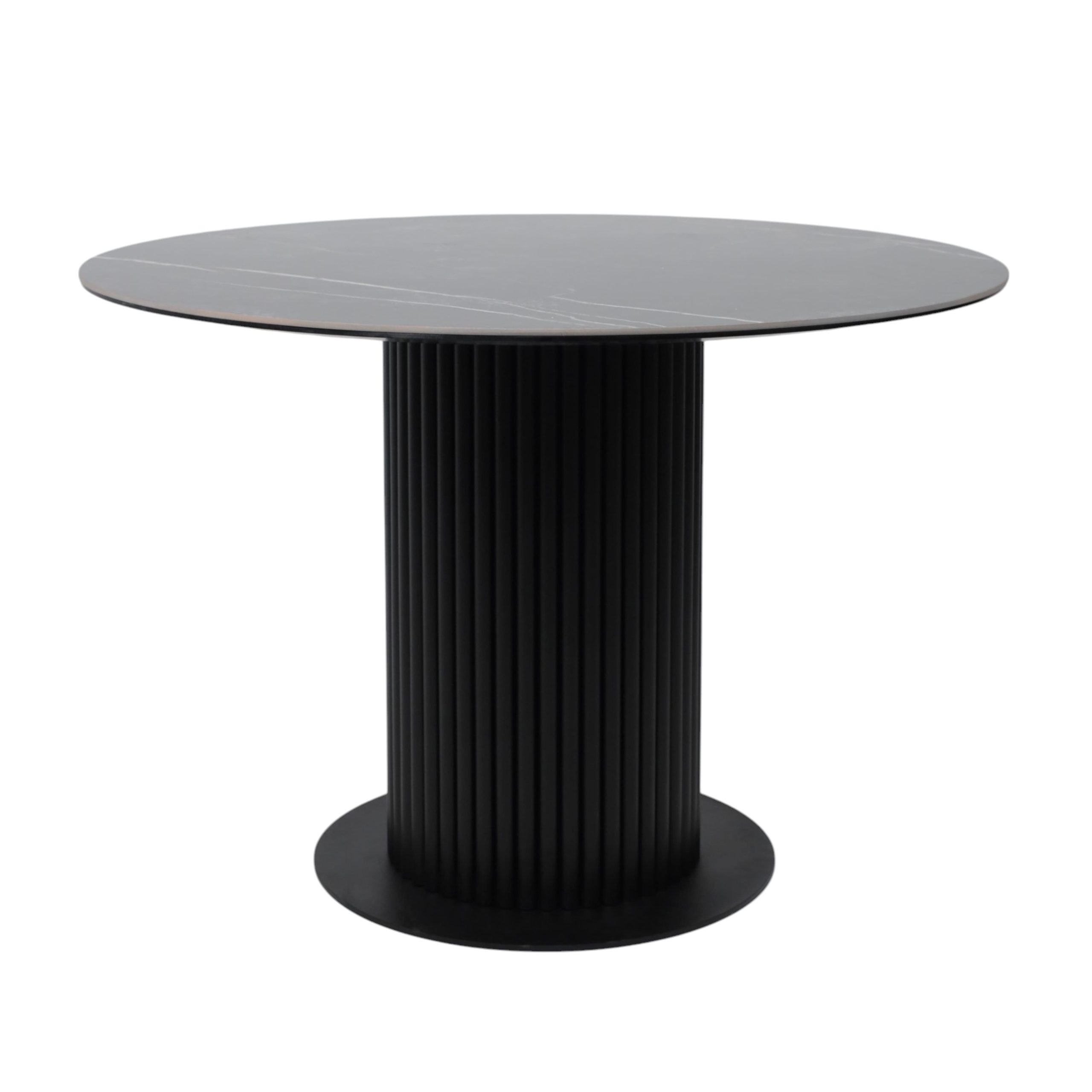 Стол РАУНД,керамика 2 кат. Д 1100, Камень черный Wacom pulido/ Черный матовый