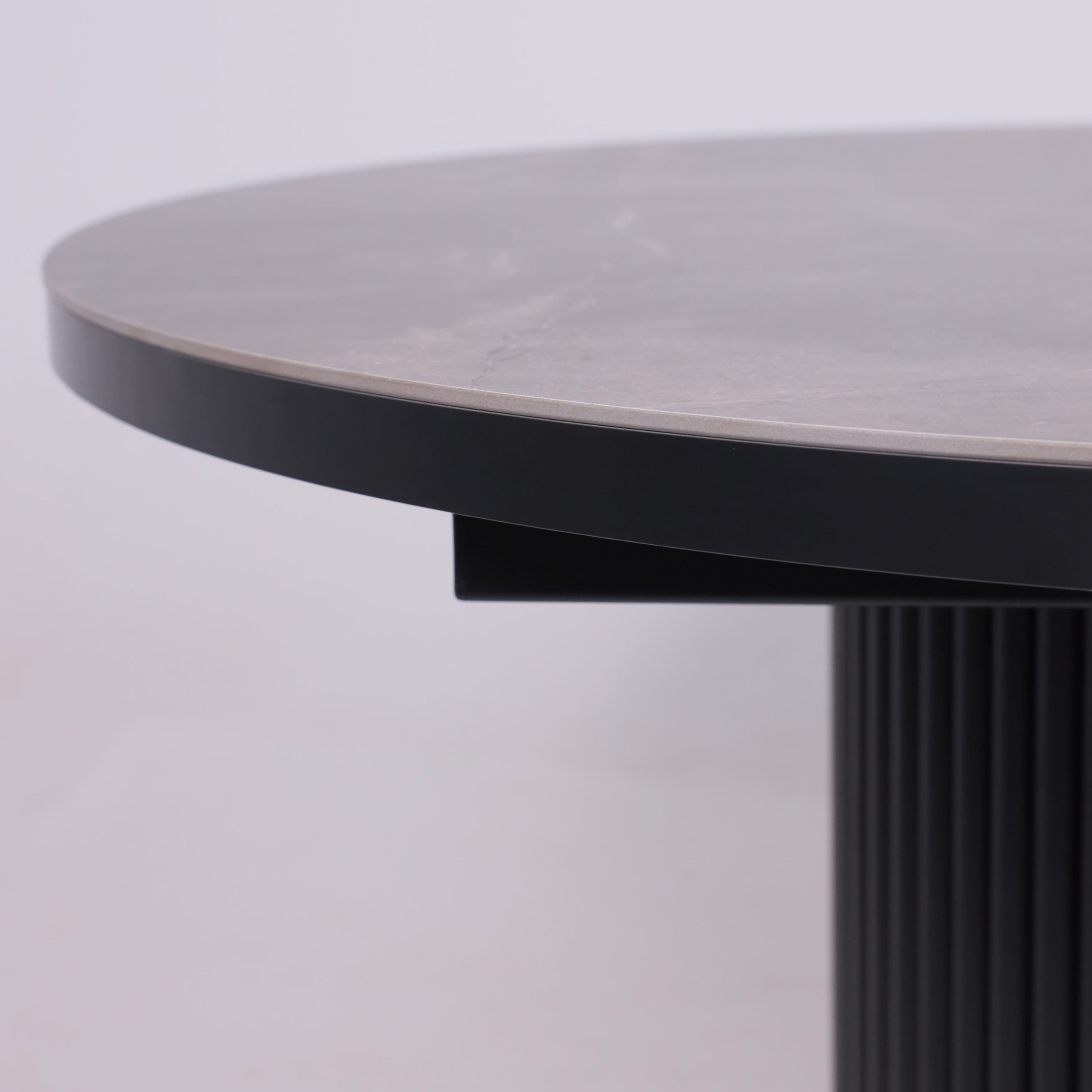 Стол ASKAR ROUND SLIDE-116, раздвижной круглый 116(156), BAYONA GREY PREMIUM CER/Черный