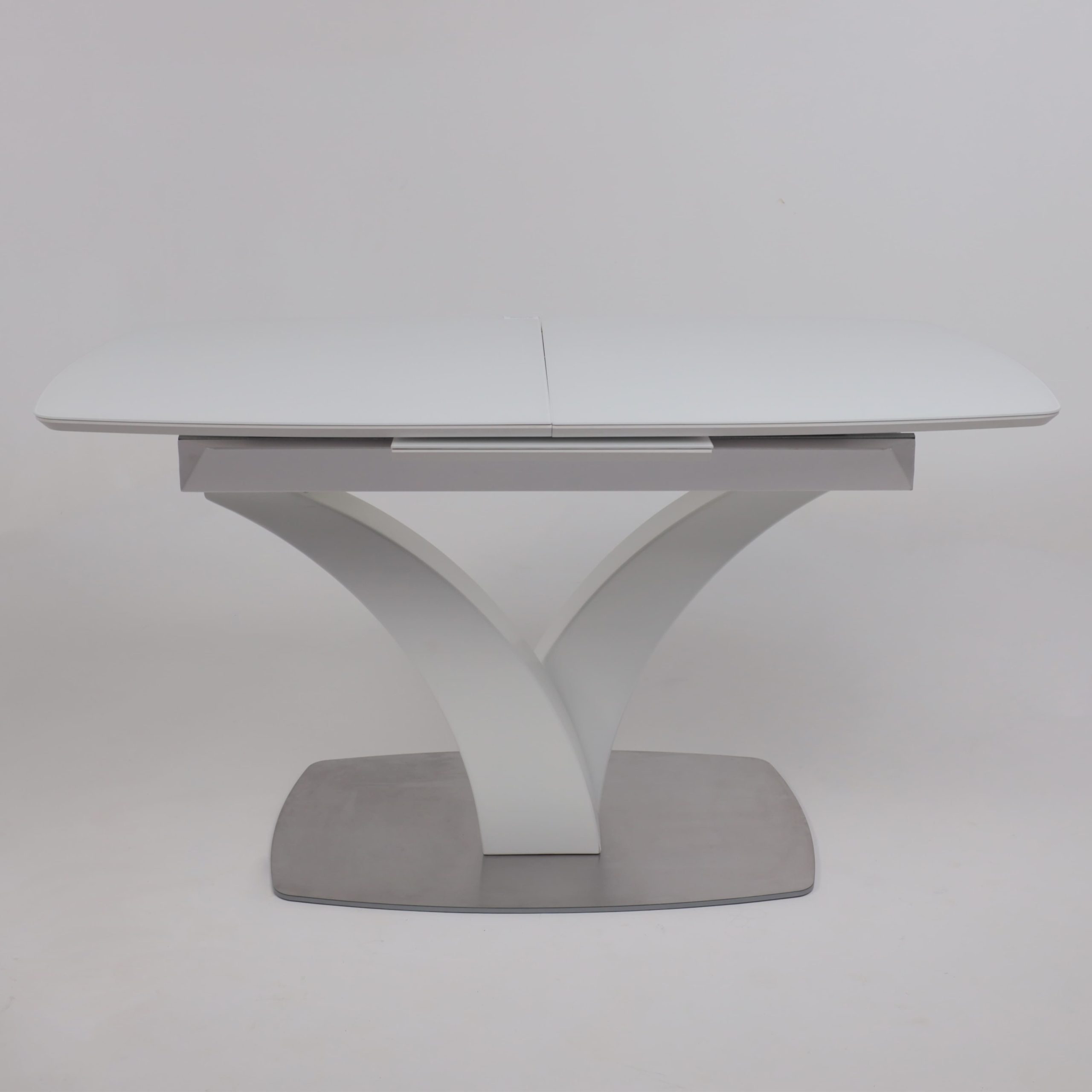 Стол НОТР ДАМ MODERNE, стекло Optiwhite 1400(1800)*850, Белый/Белый Муар