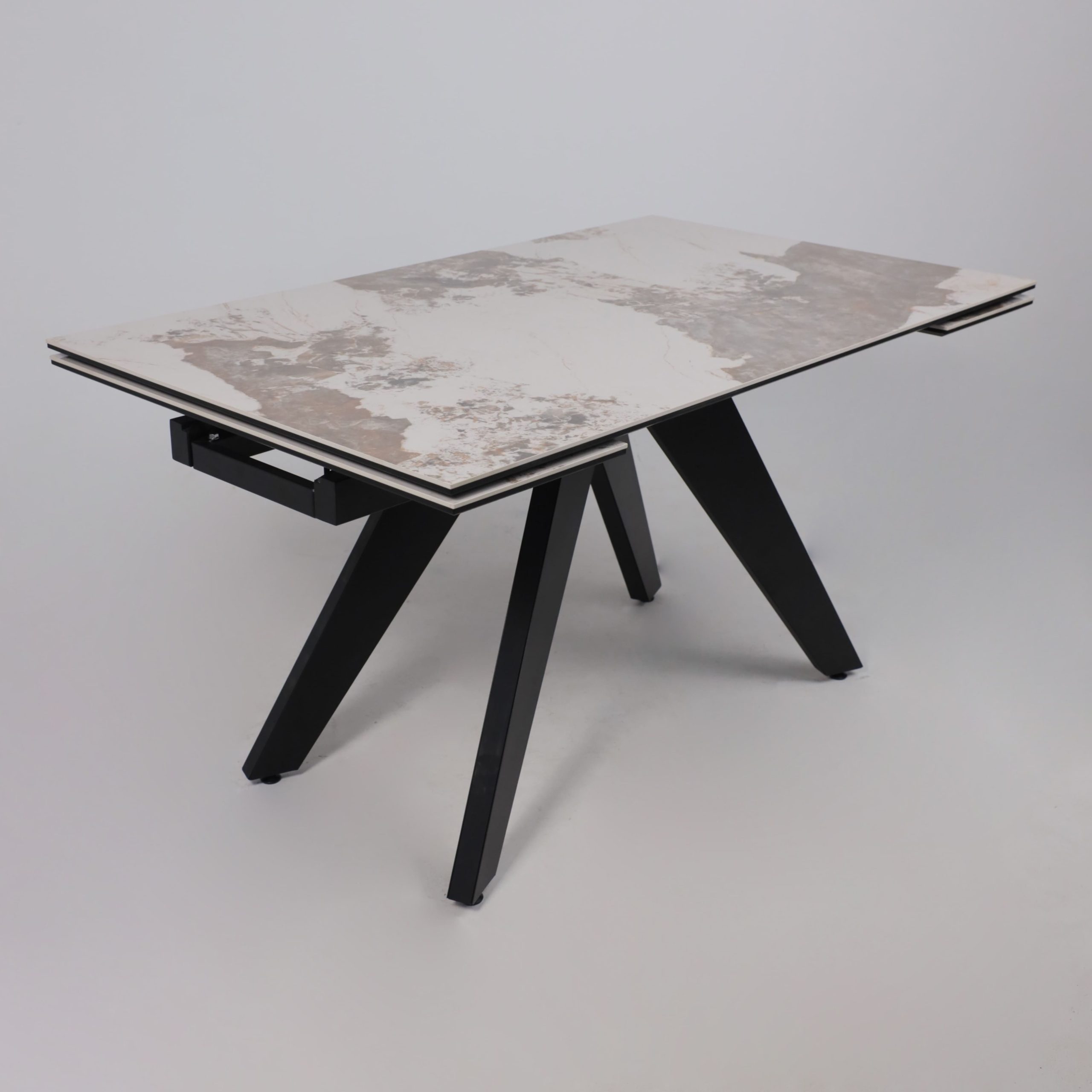 Стол AV 2122, МДФ+керамика, раздвижной 1400 (2000)*850 белый, глянцевый PANDORA/черный