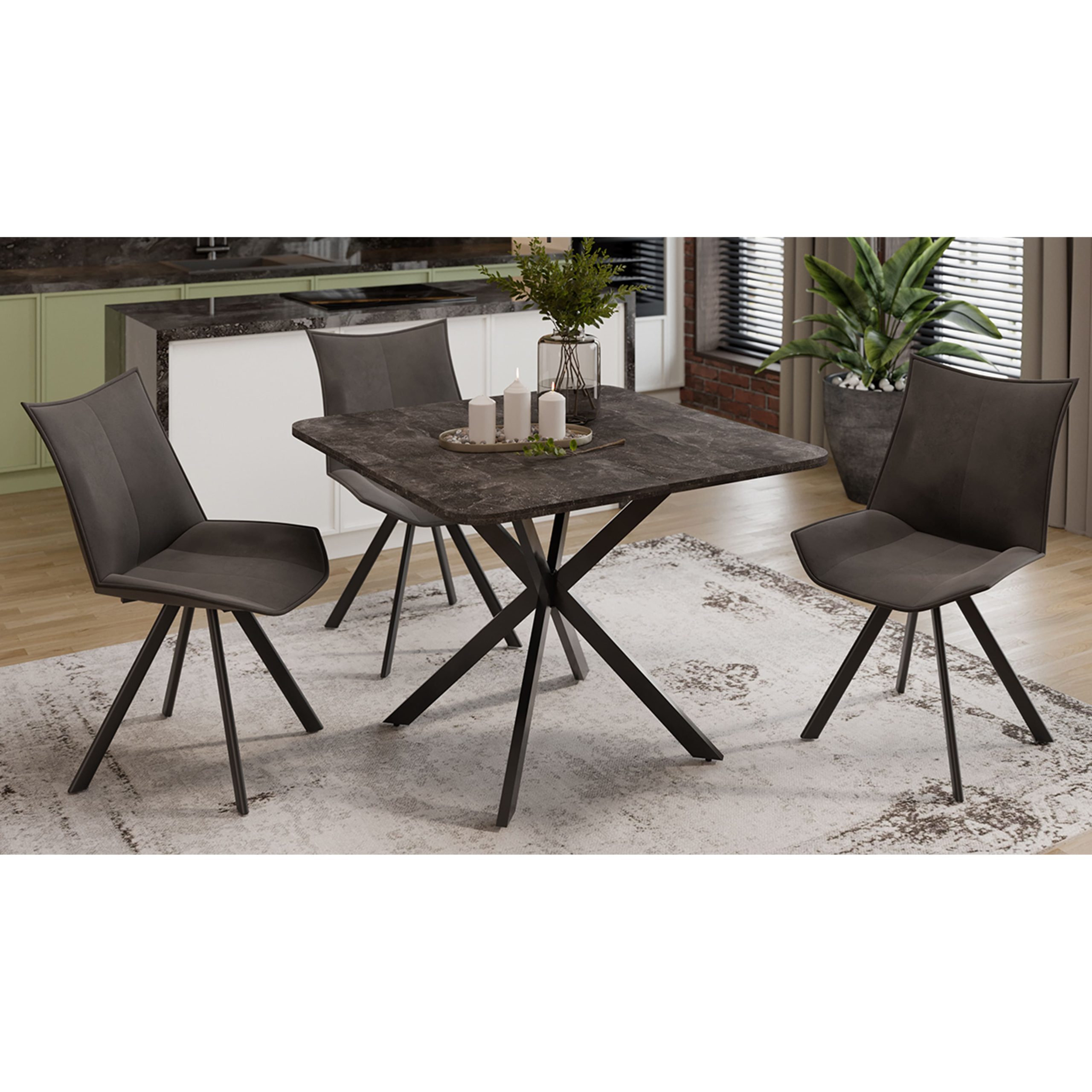 Стол раздвижной ЛИССАБОН Тип 1, 1000(1315)х1001х750, черные опоры/ателье темный