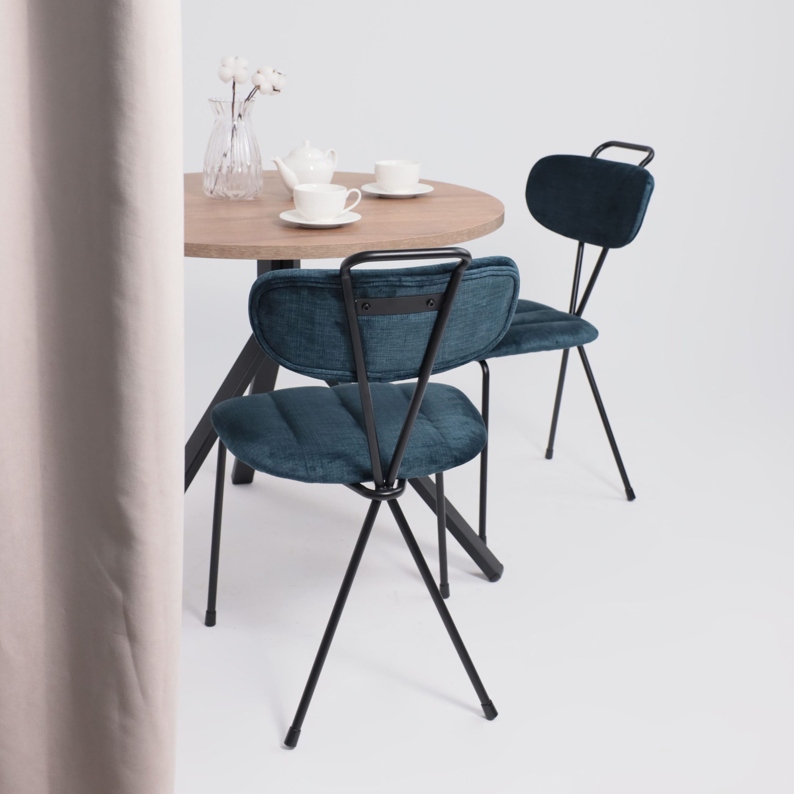 Стул TORI, темно-бирюзовый велюр VOSS 86/черный