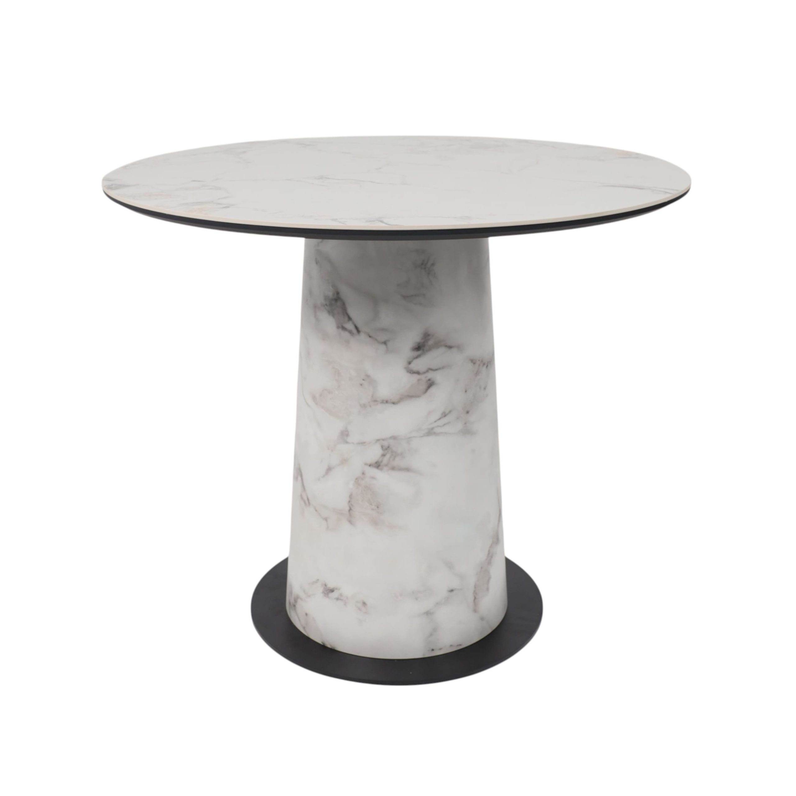 Стол AV 2317, МДФ+керамика, нераздвижной 900 натуральный, глянцевый GOLD JADE/черный+HPL Виктори натуральный