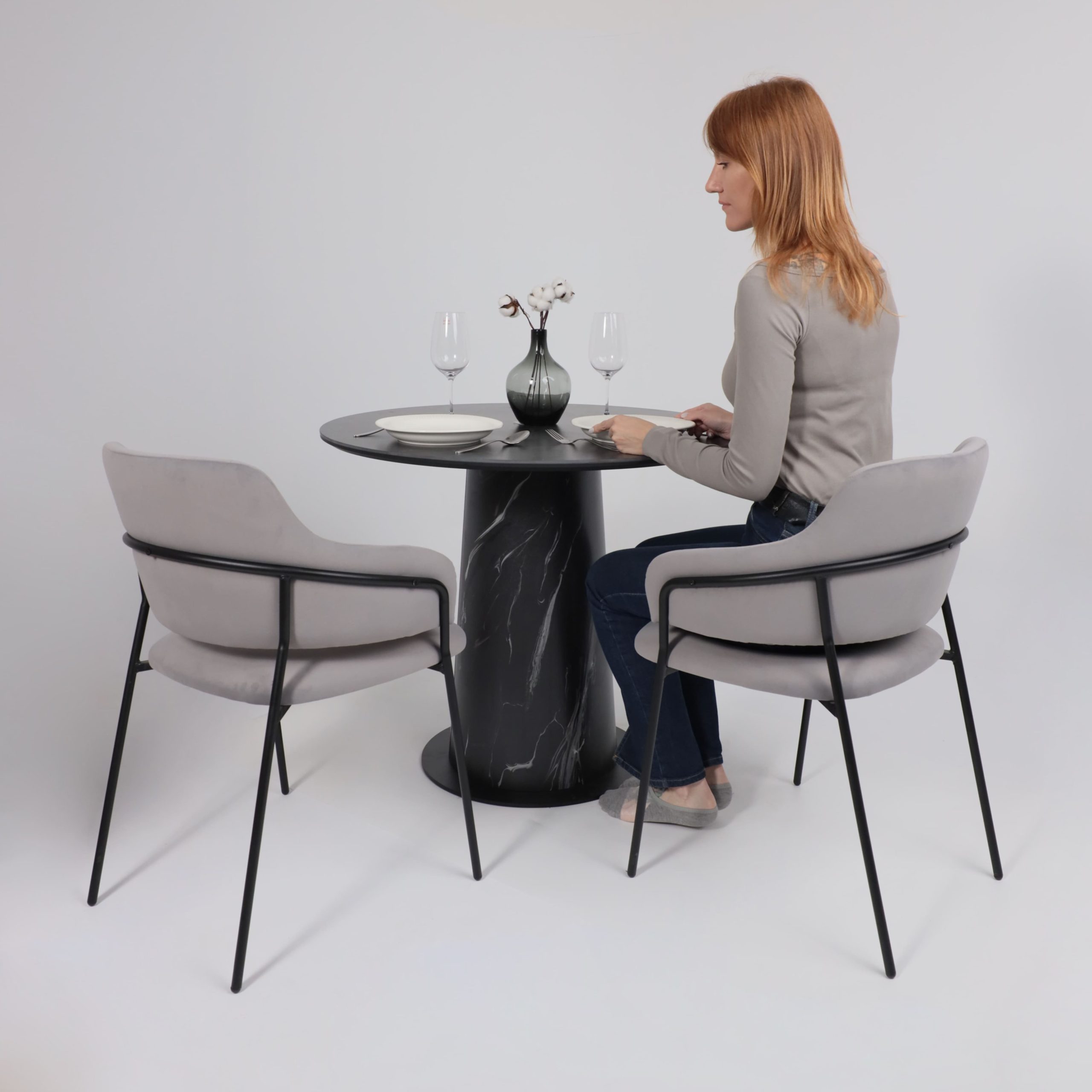 Стол AV 2317, МДФ+керамика, нераздвижной 900 черный, матовый SHAKESPEARE/черный+HPL Асти