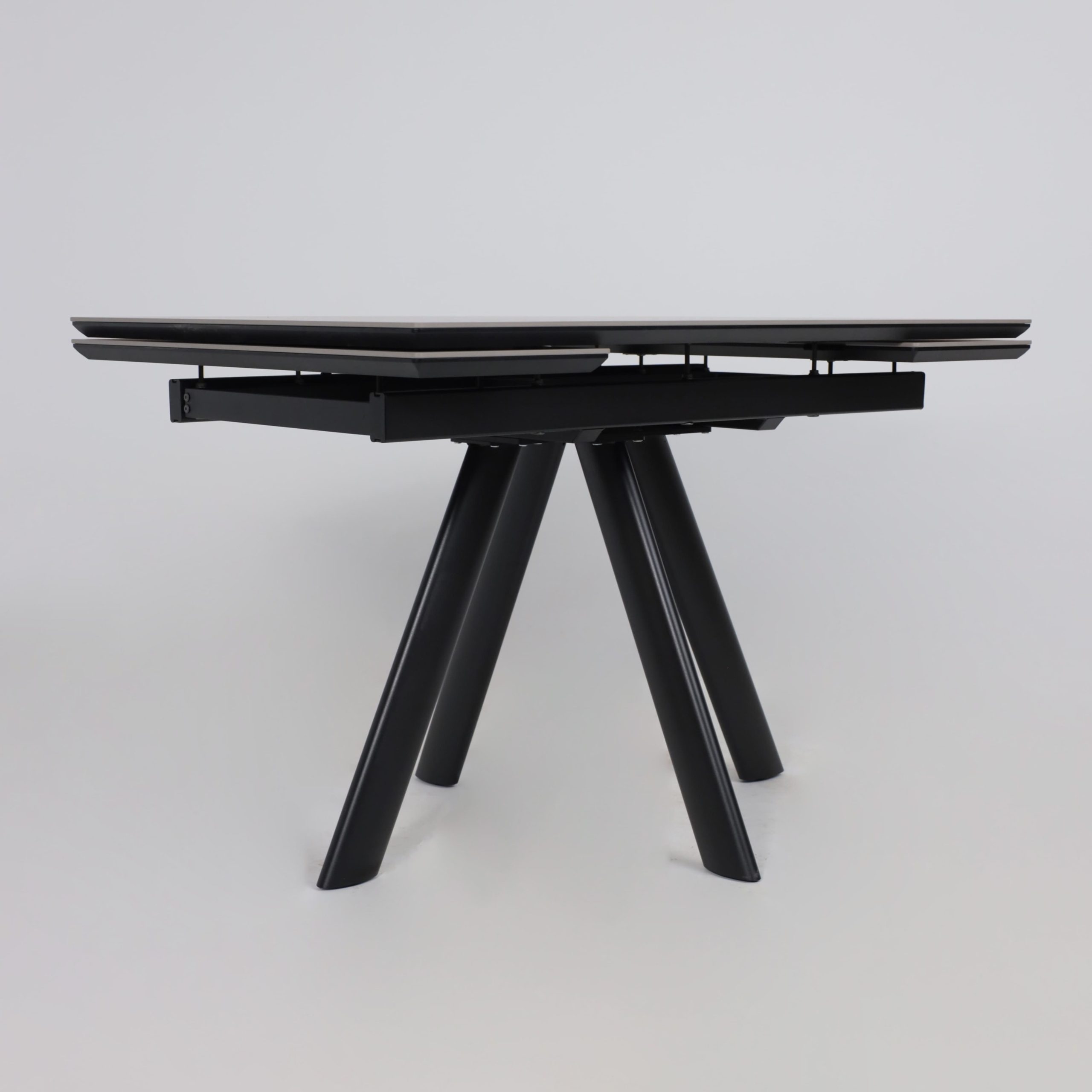 Стол JACK-120, раздвижной 120(30+30)х80, STONE GREY ST CER/Черный