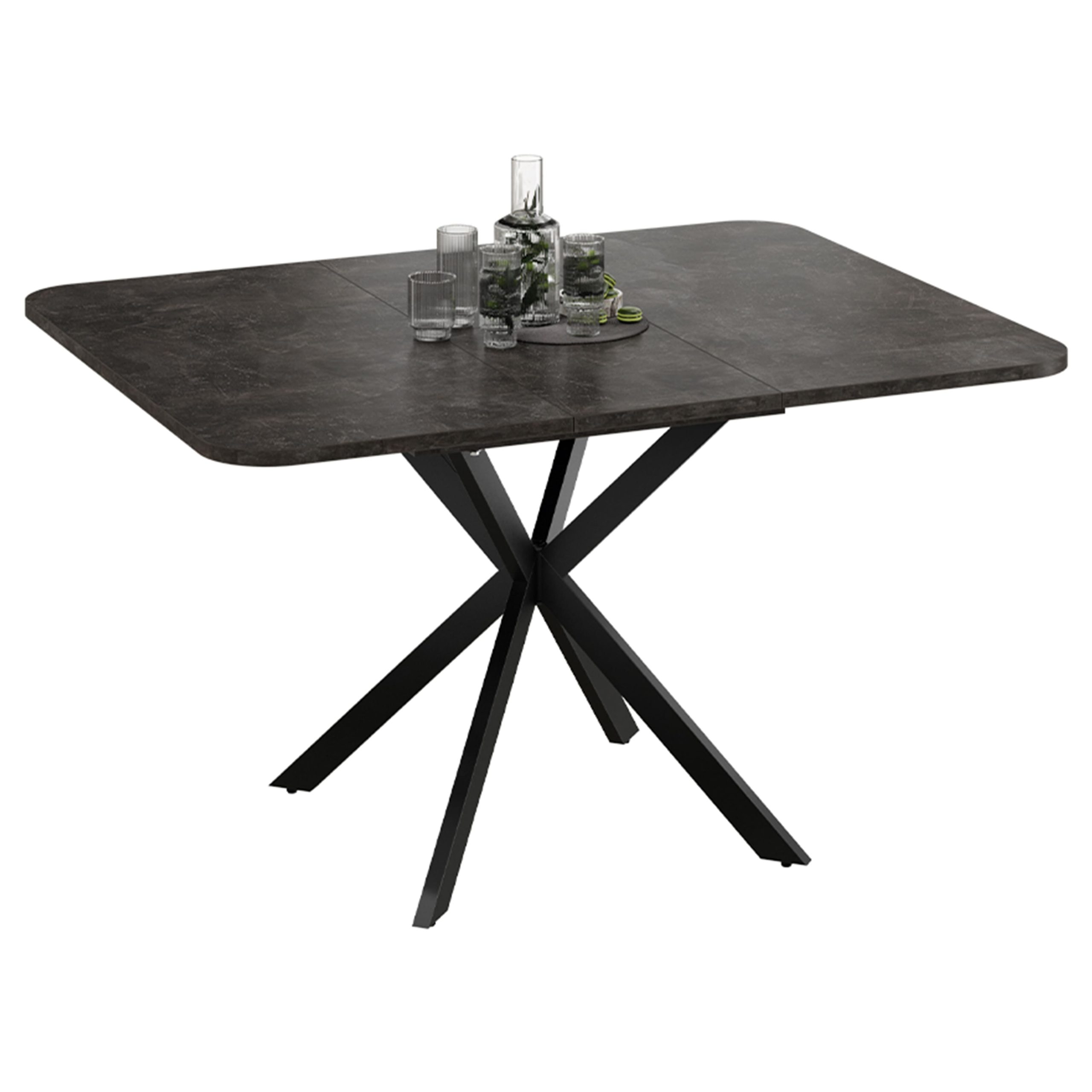 Стол раздвижной ЛИССАБОН Тип 1, 1000(1315)х1001х750, черные опоры/ателье темный